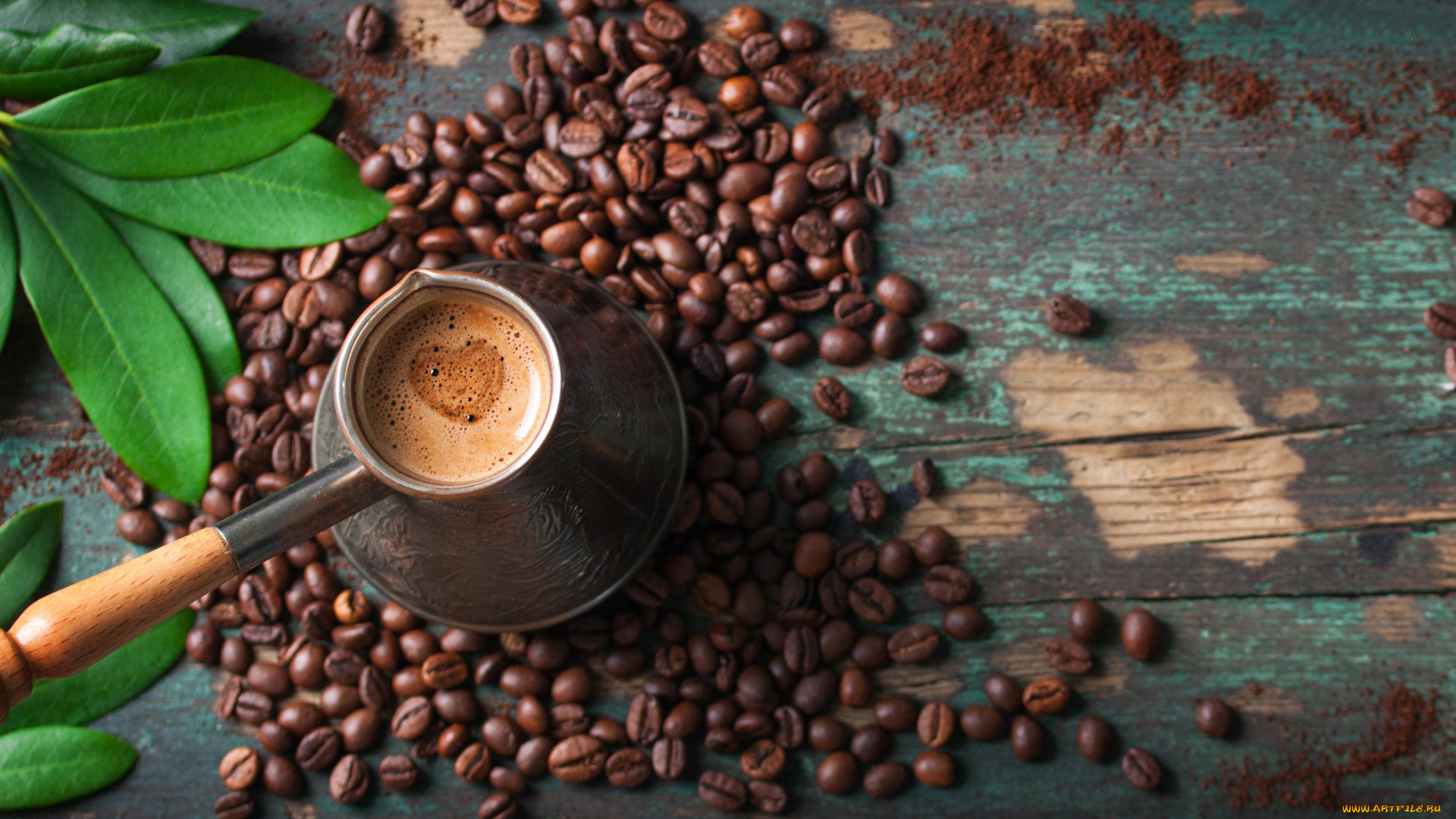 еда, кофе, , кофейные, зёрна, листья, зерна, джезва