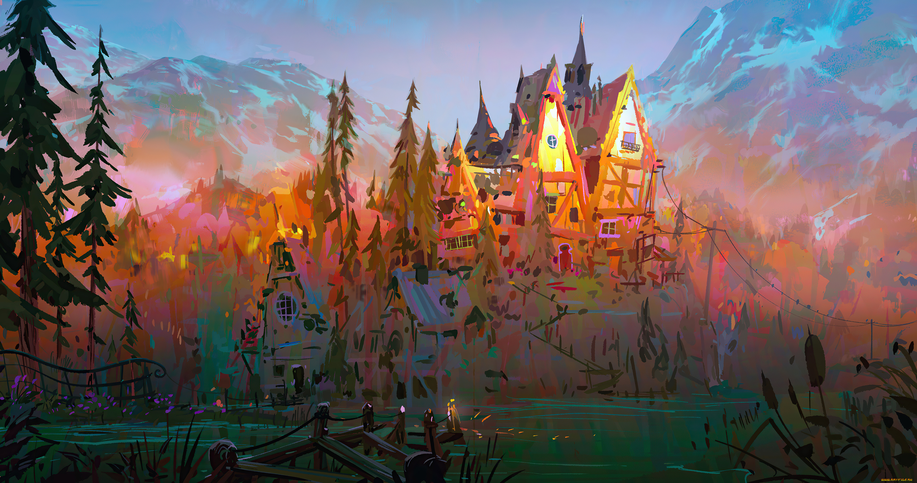 фэнтези, замки, пейзаж