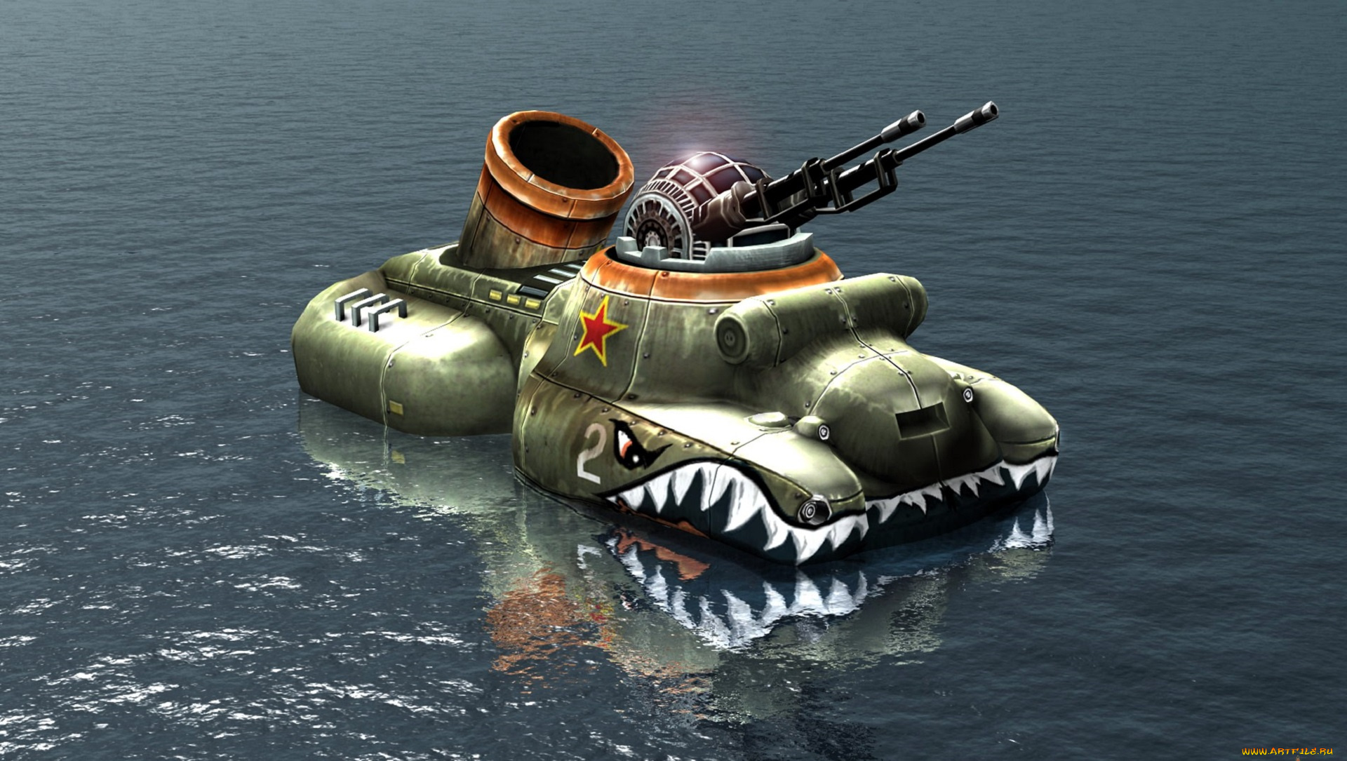 видео, игры, command, &, conquer, , red, alert, 3, механизм, орудия, море