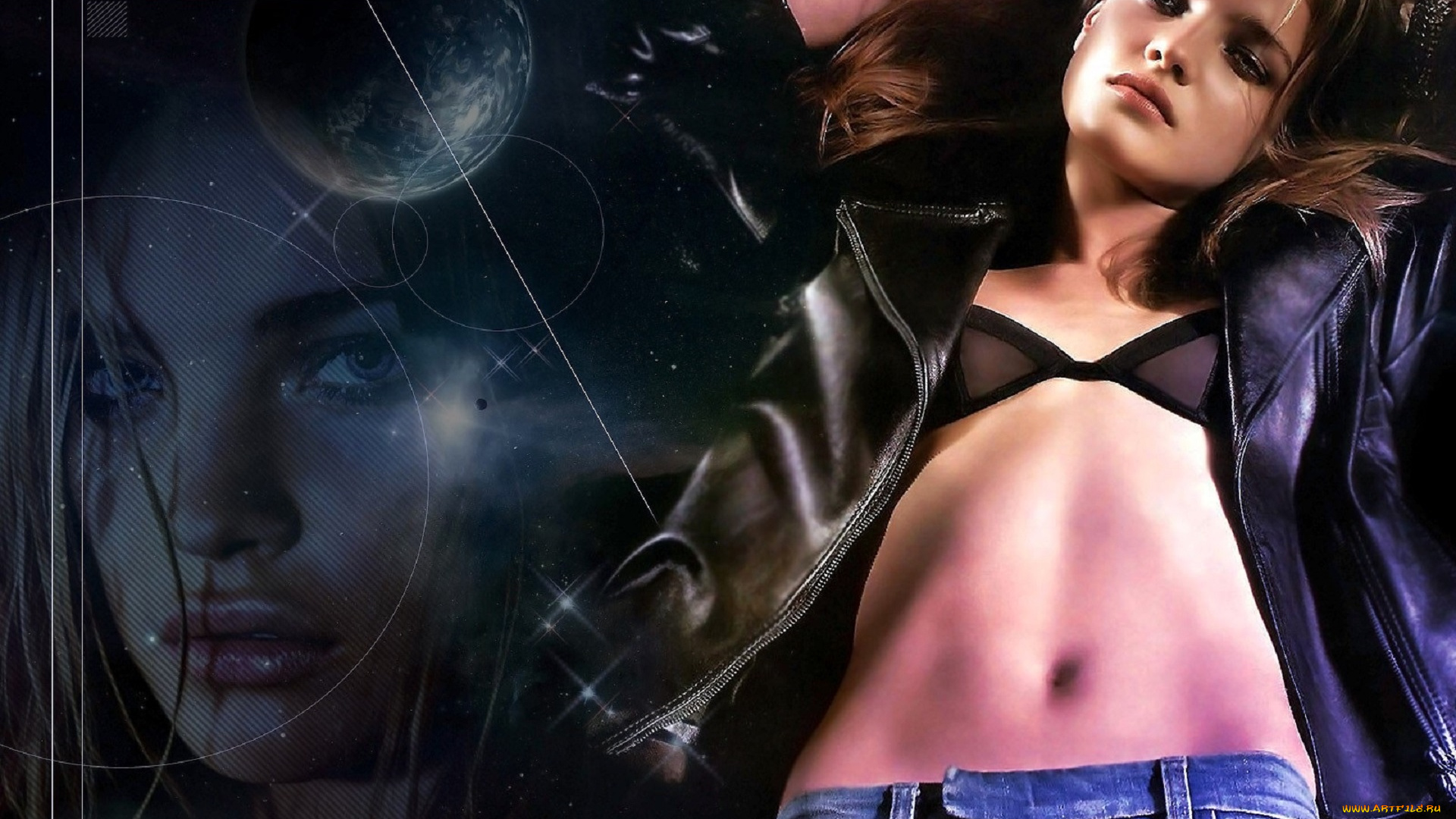 девушки, наталья, водянова, шатенка, белье, куртка, джинсы