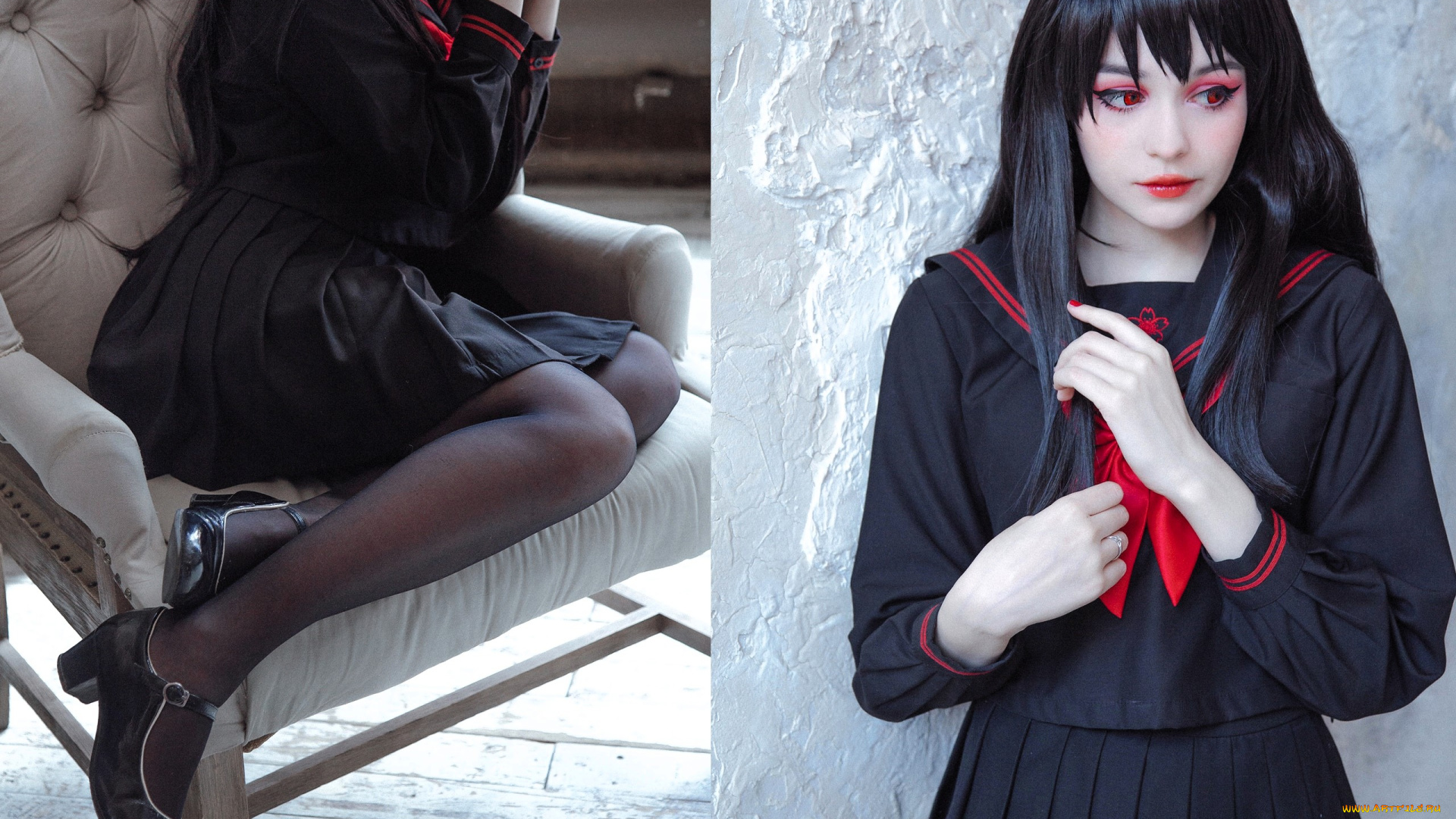 девушки, tenletters, образ, костюм, косплей, кресло