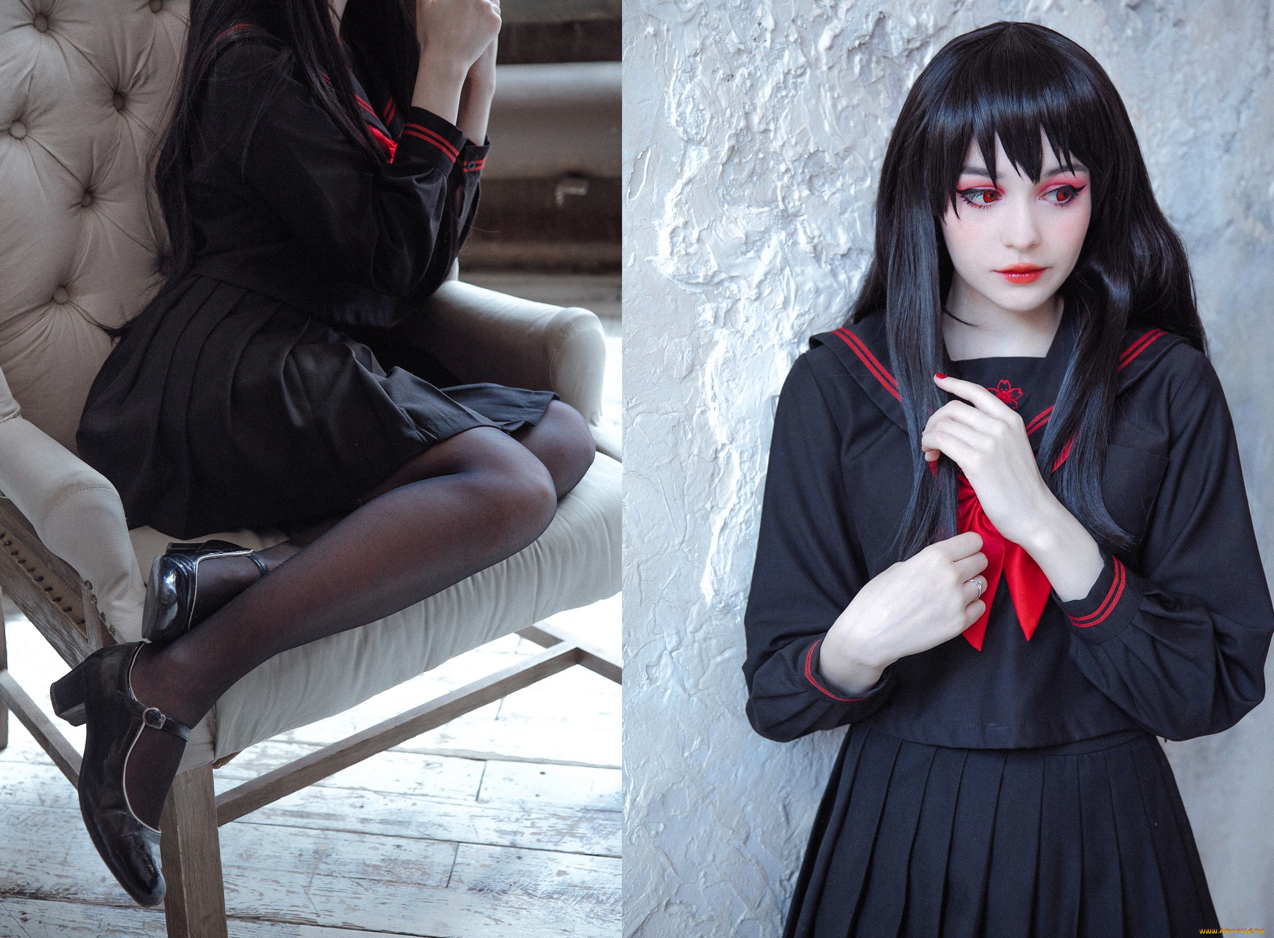 девушки, tenletters, образ, костюм, косплей, кресло