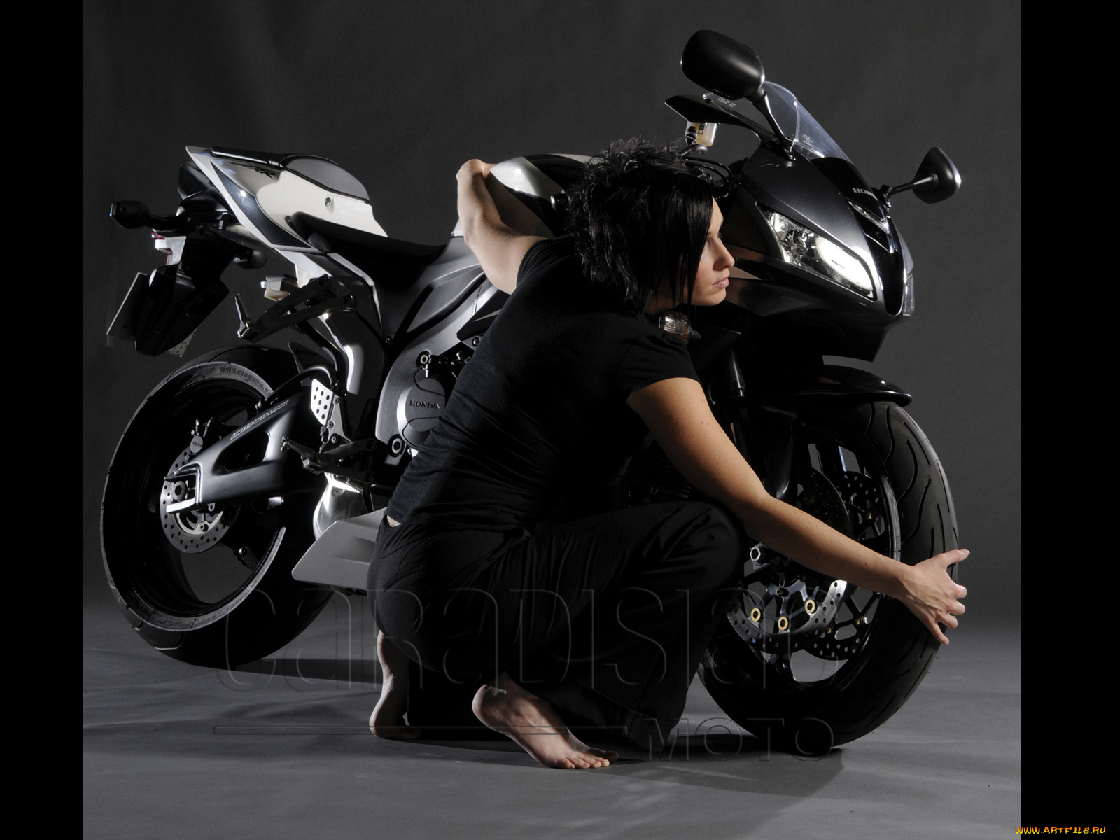 мотоциклы, мото, девушкой