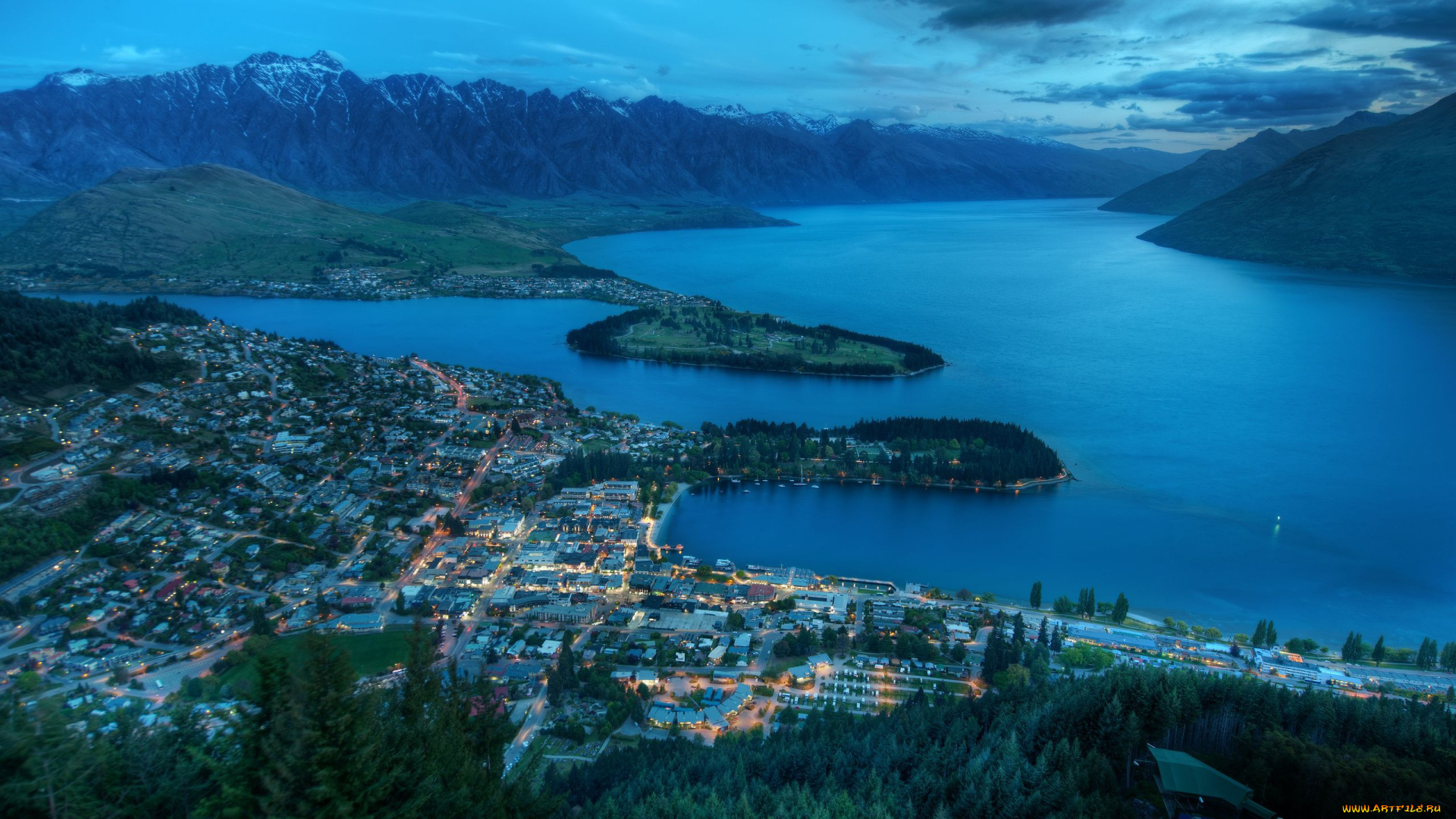 queenstown, new, zealand, города, пейзажи