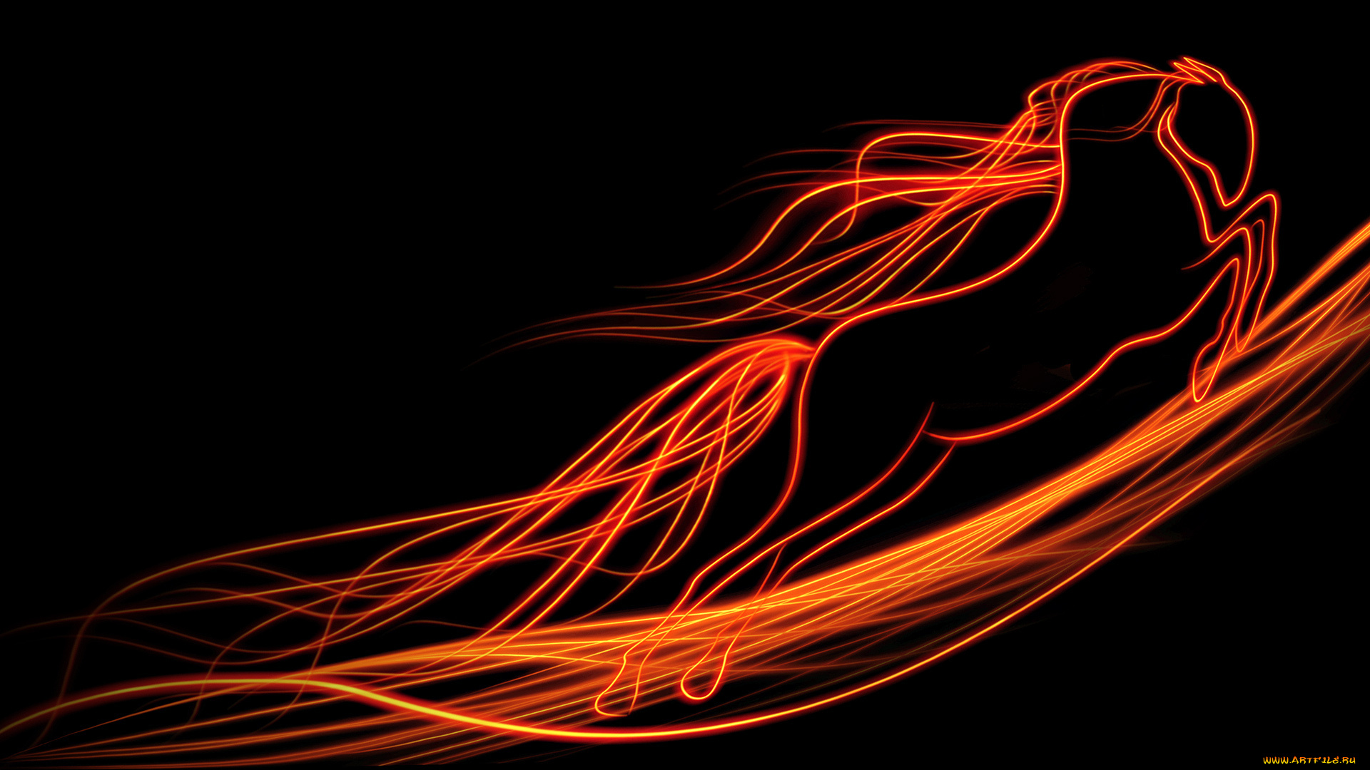 3д, графика, animals, животные, яркий, конь, линии, черный