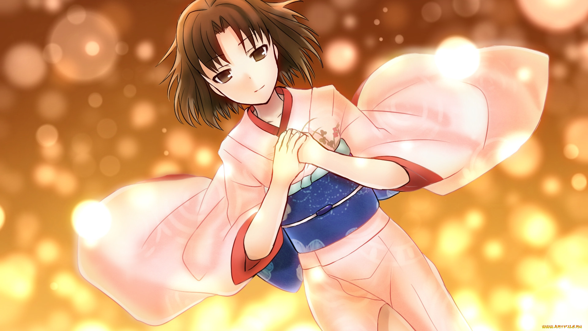 аниме, kara, no, kyokai, кимоно, девушка