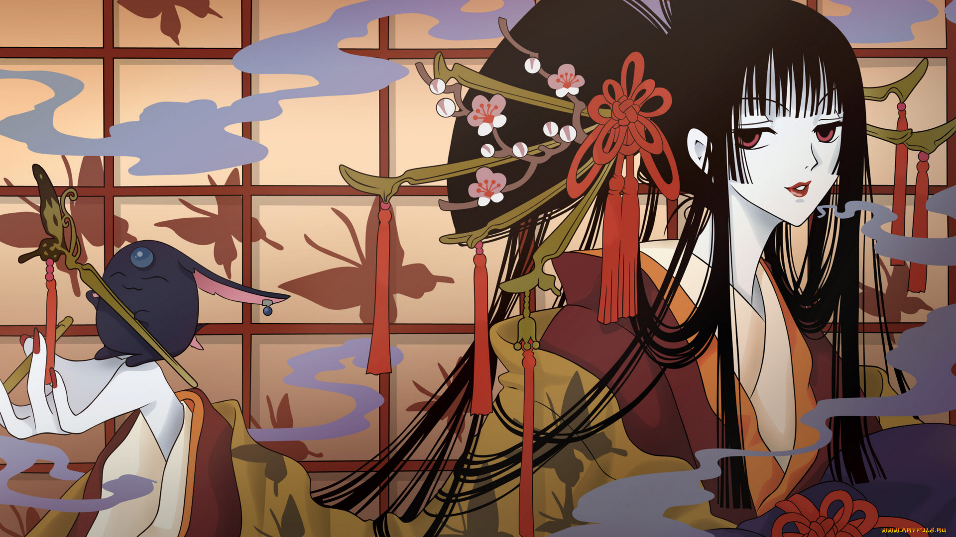 аниме, xxxholic, девушка, взгляд, бабочки