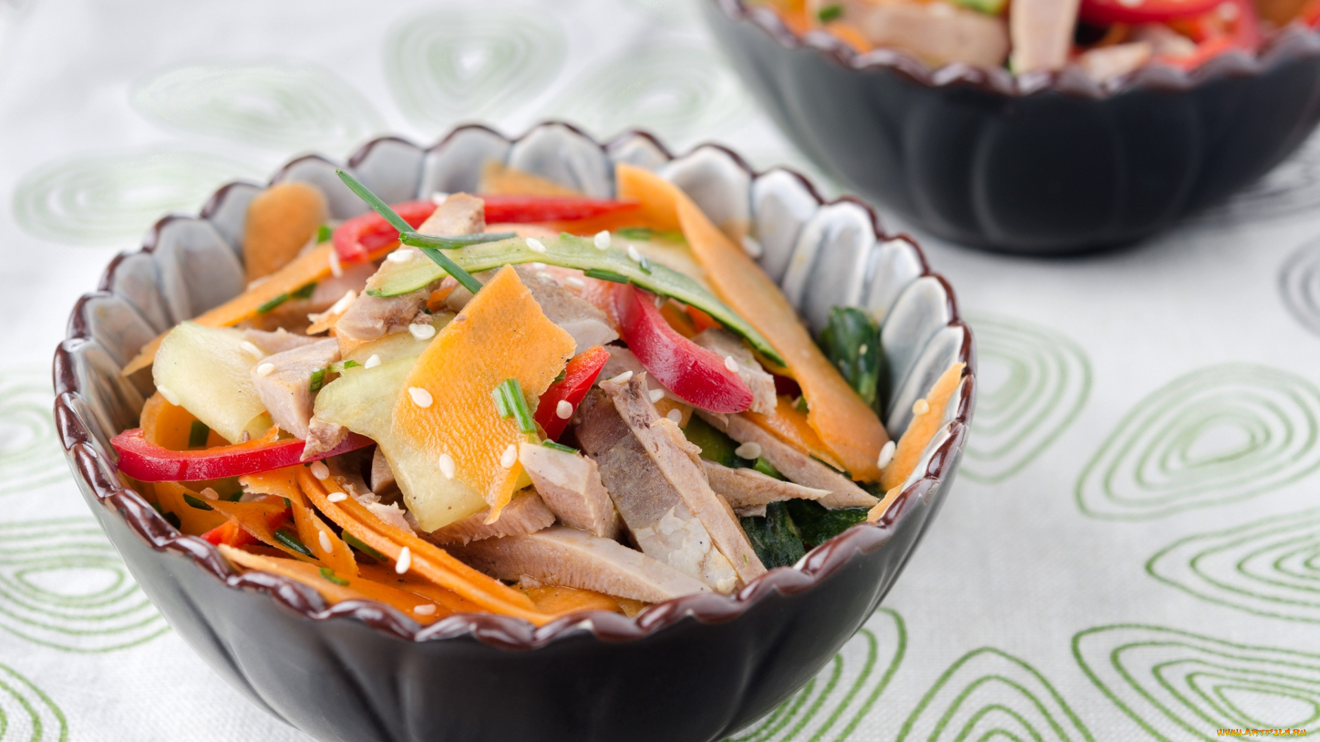 еда, салаты, закуски, мясо, салат, овощи