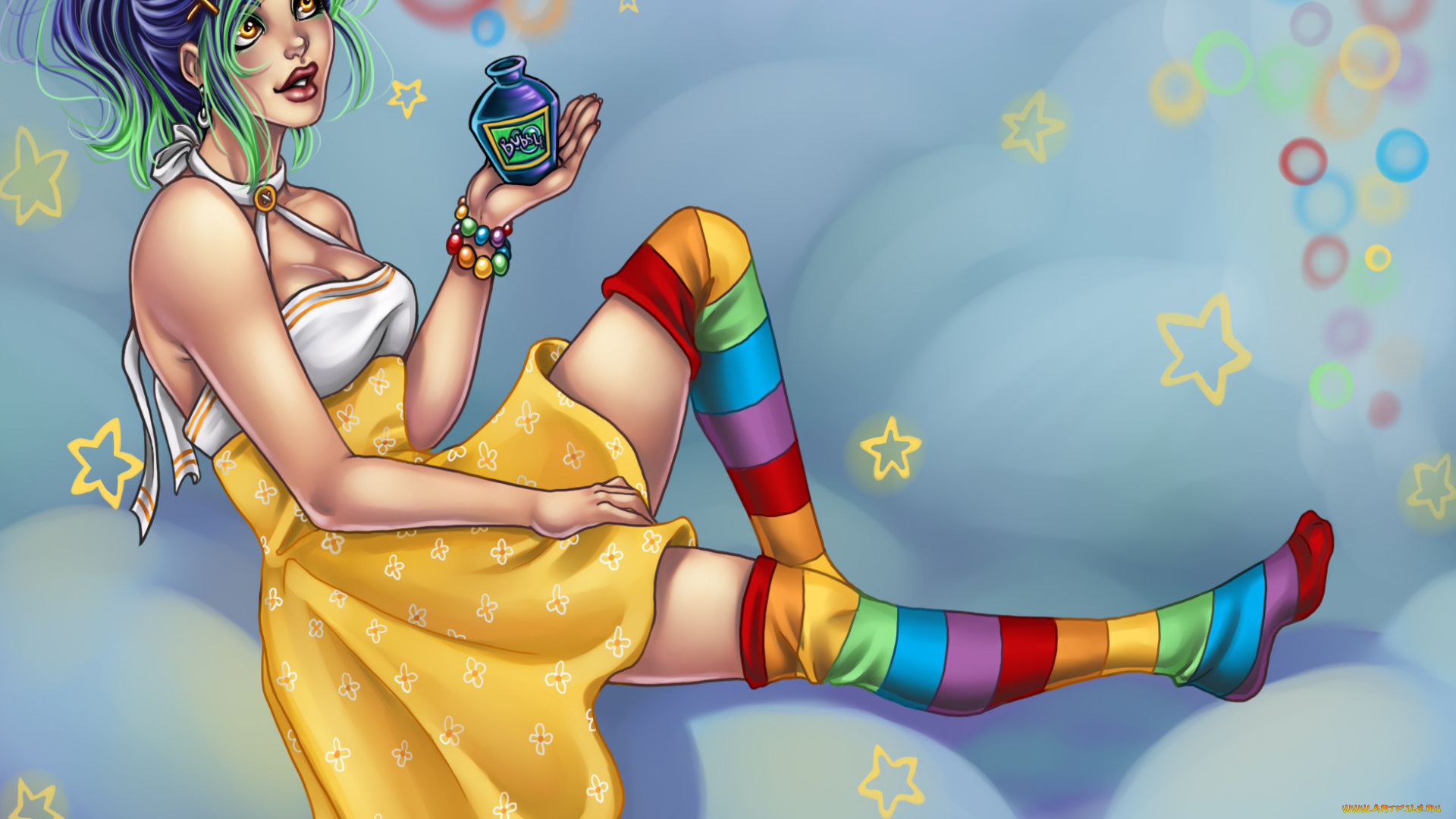 фэнтези, девушки, настроение, платье, девушка, amberly, berendson, лицо, губы, хвостик, пузырьки, harpyqueen