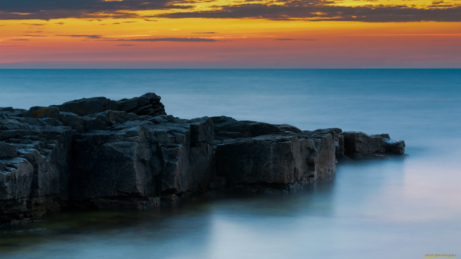 природа, побережье, океан, скалы, горизонт, простор