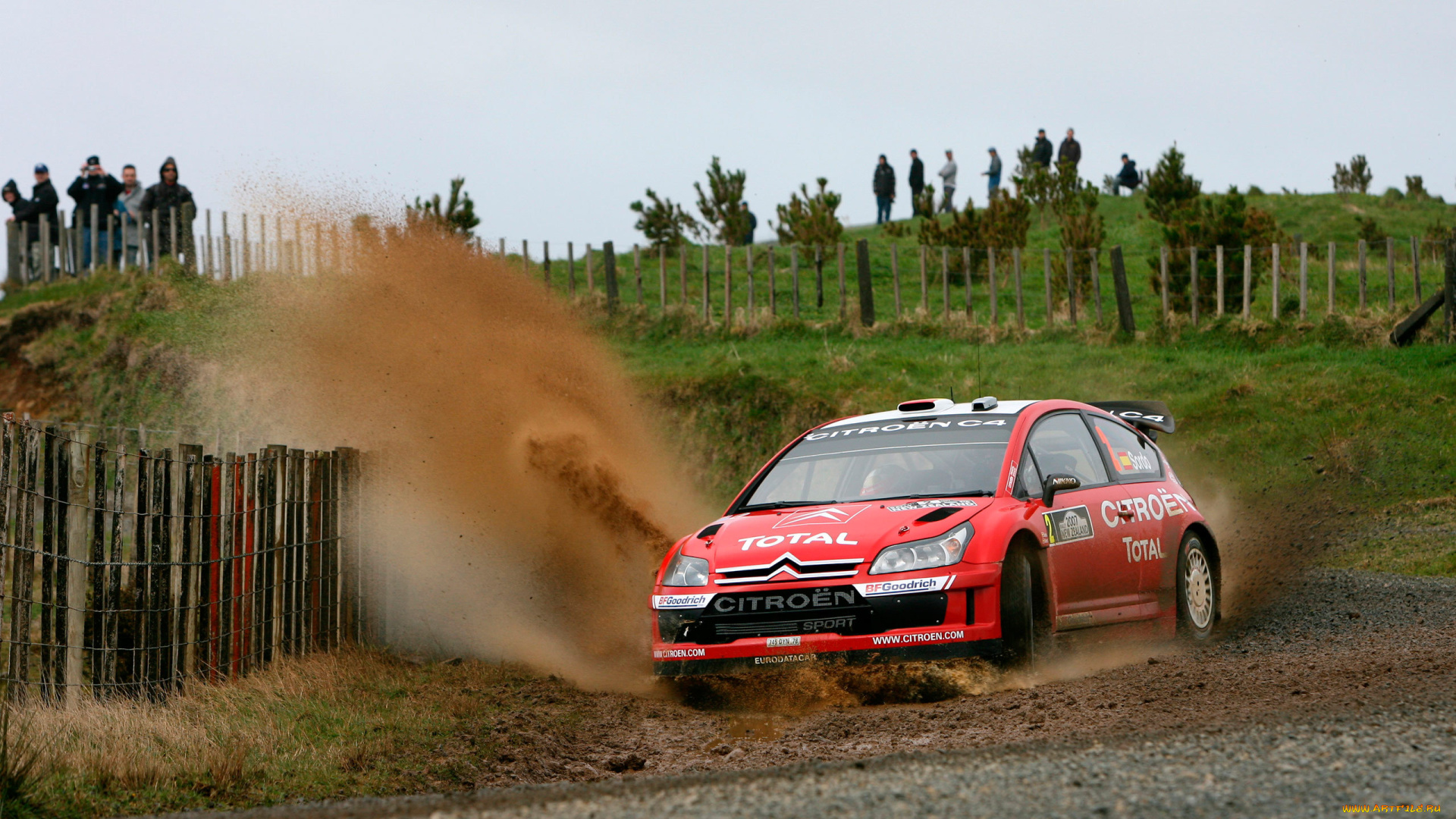 спорт, авторалли, грязь, красный, брызги, поворот, фаны, citroen, c4, wrc, rally, ралли