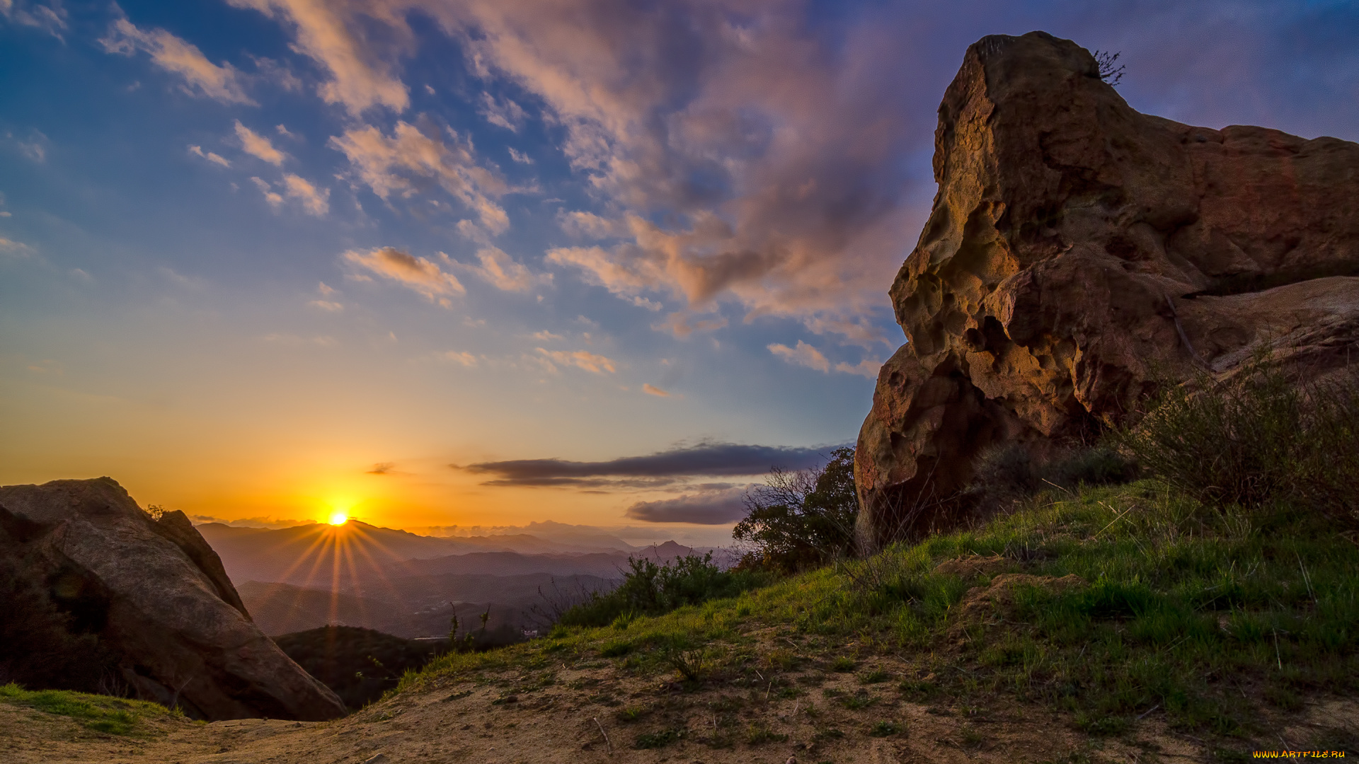 topanga, canyon, california, природа, восходы, закаты, горы, закат