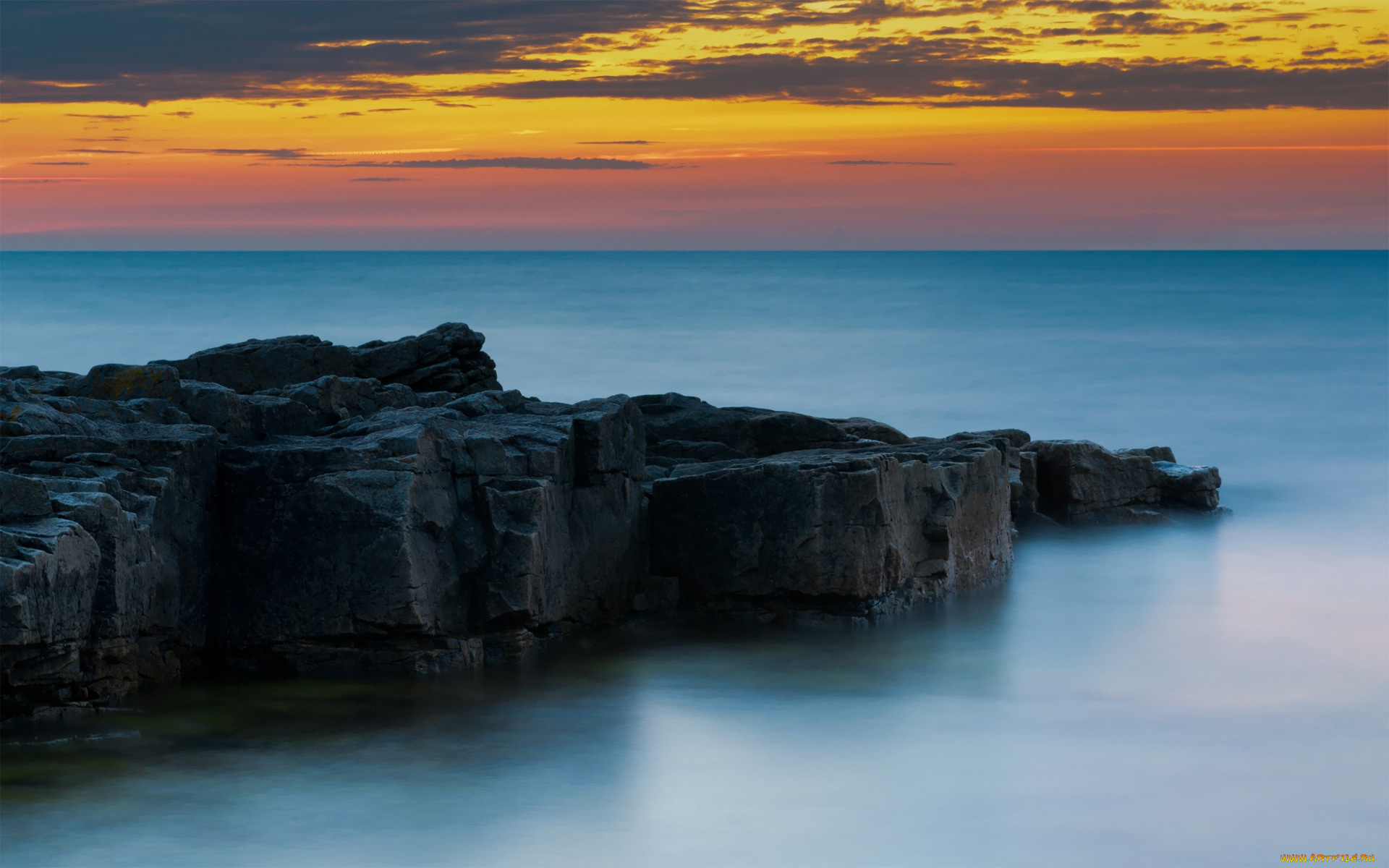 природа, побережье, океан, скалы, горизонт, простор