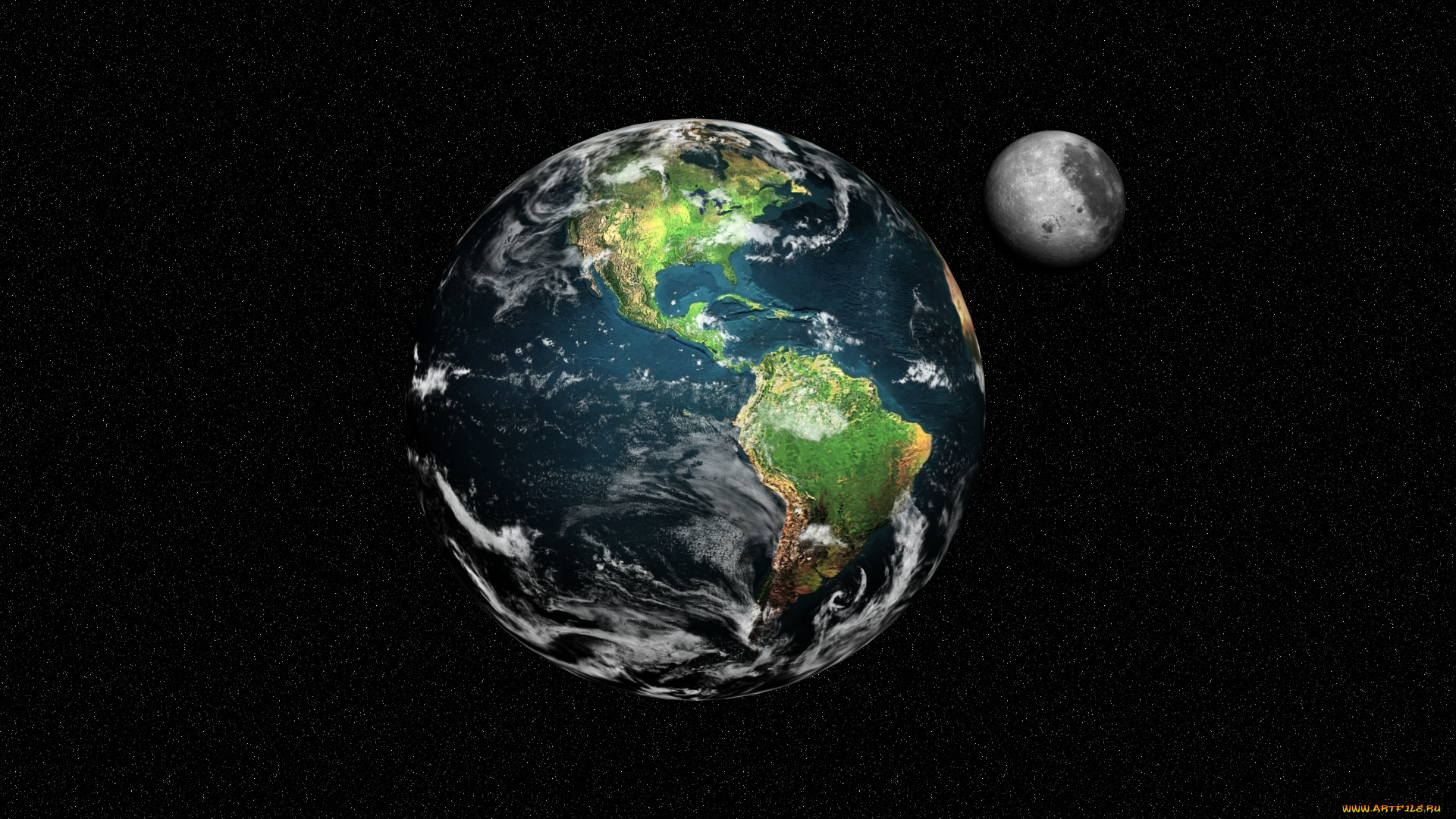 космос, земля, звёзды, луна, в, космосе