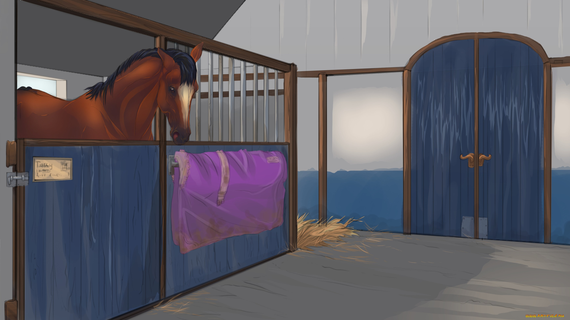 рисованные, животные, , лошади, лошадь