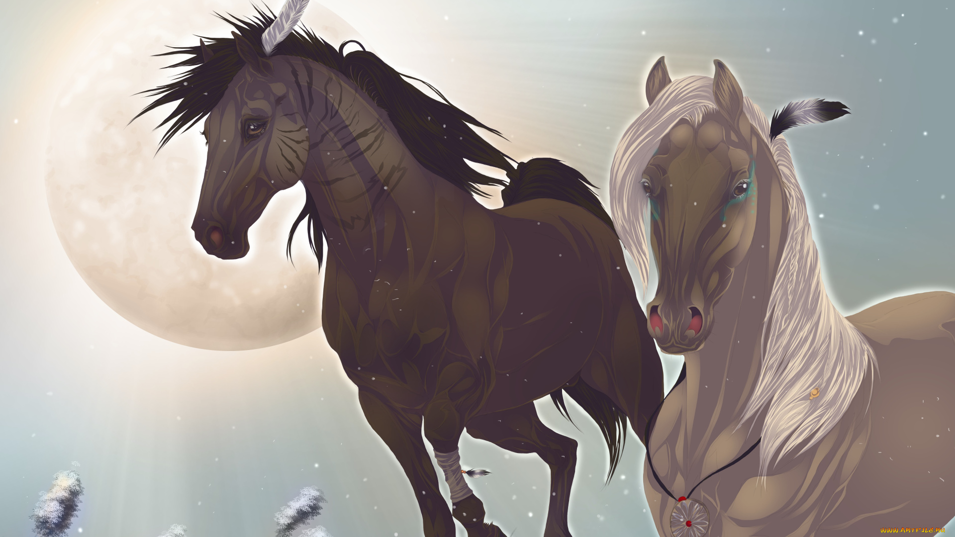 рисованные, животные, , лошади, лошади