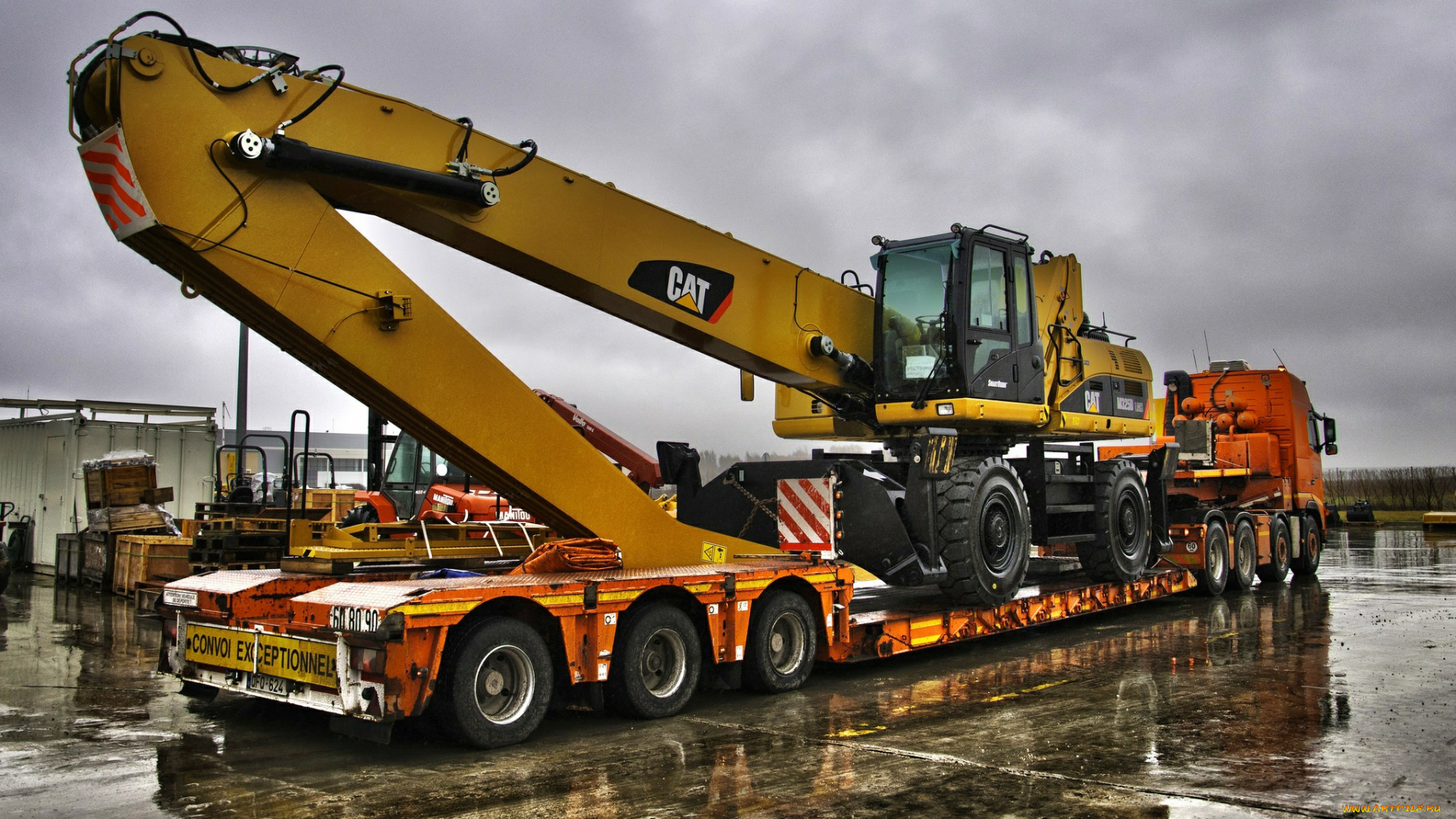 техника, экскаваторы, платформа, тягач, экскаватор