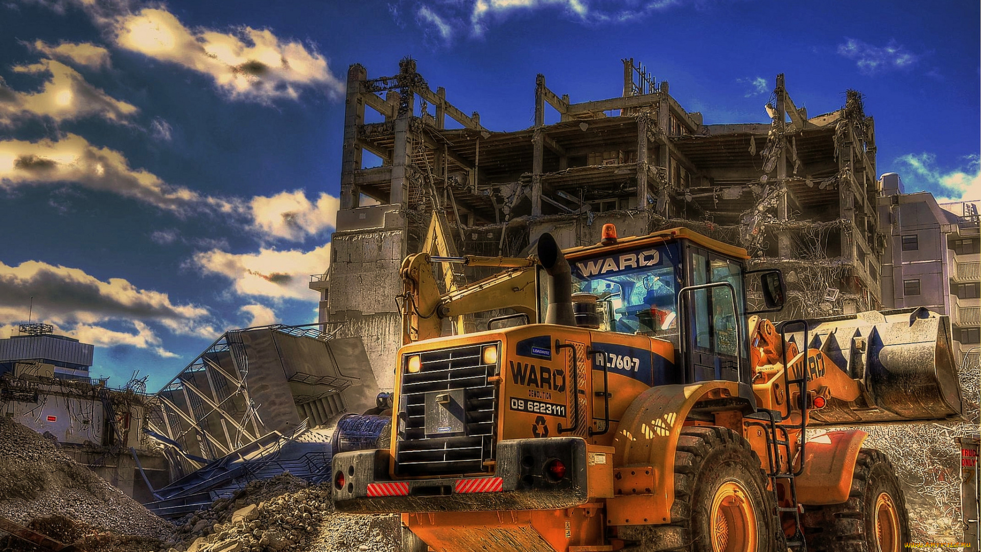 техника, фронтальные, погрузчики, трактор, колесный, тяжелый