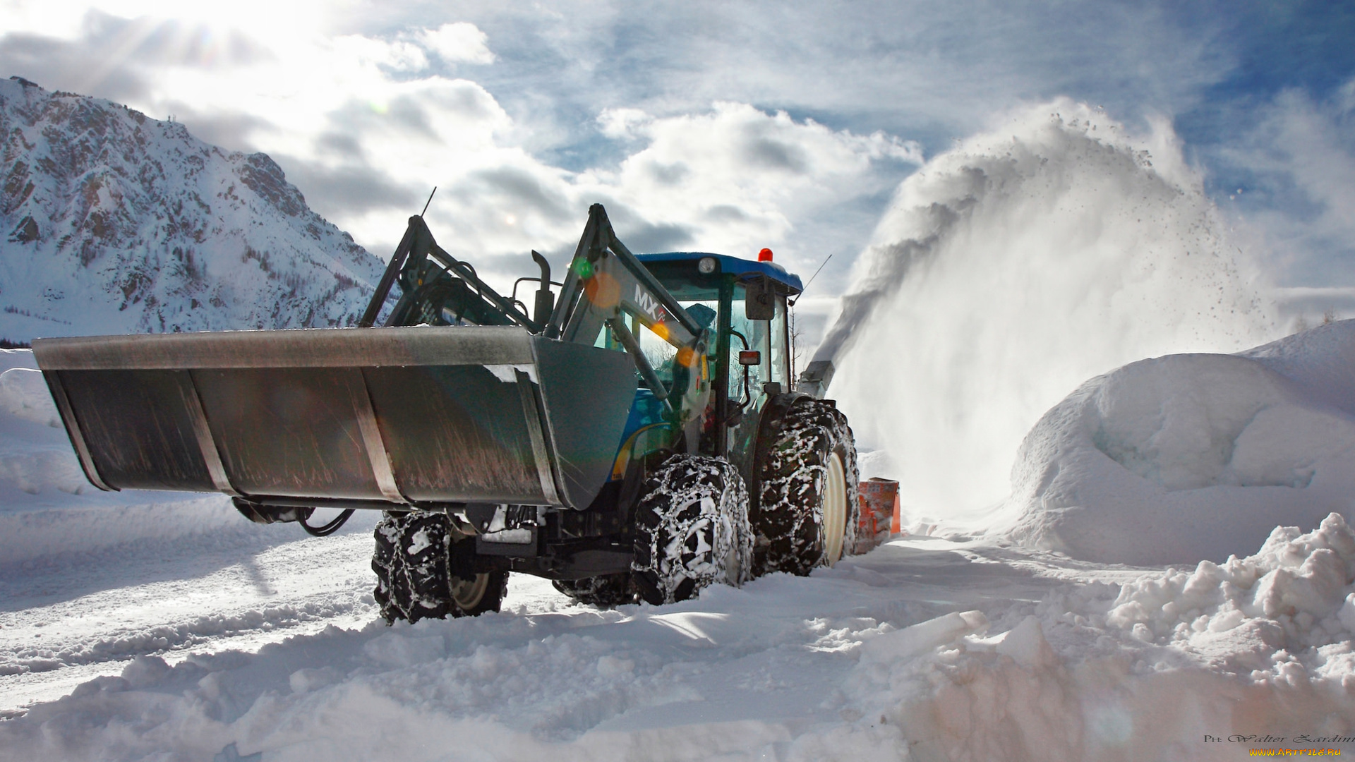 техника, снегоуборочная, техника, трактор, дорога, сугробы, снег