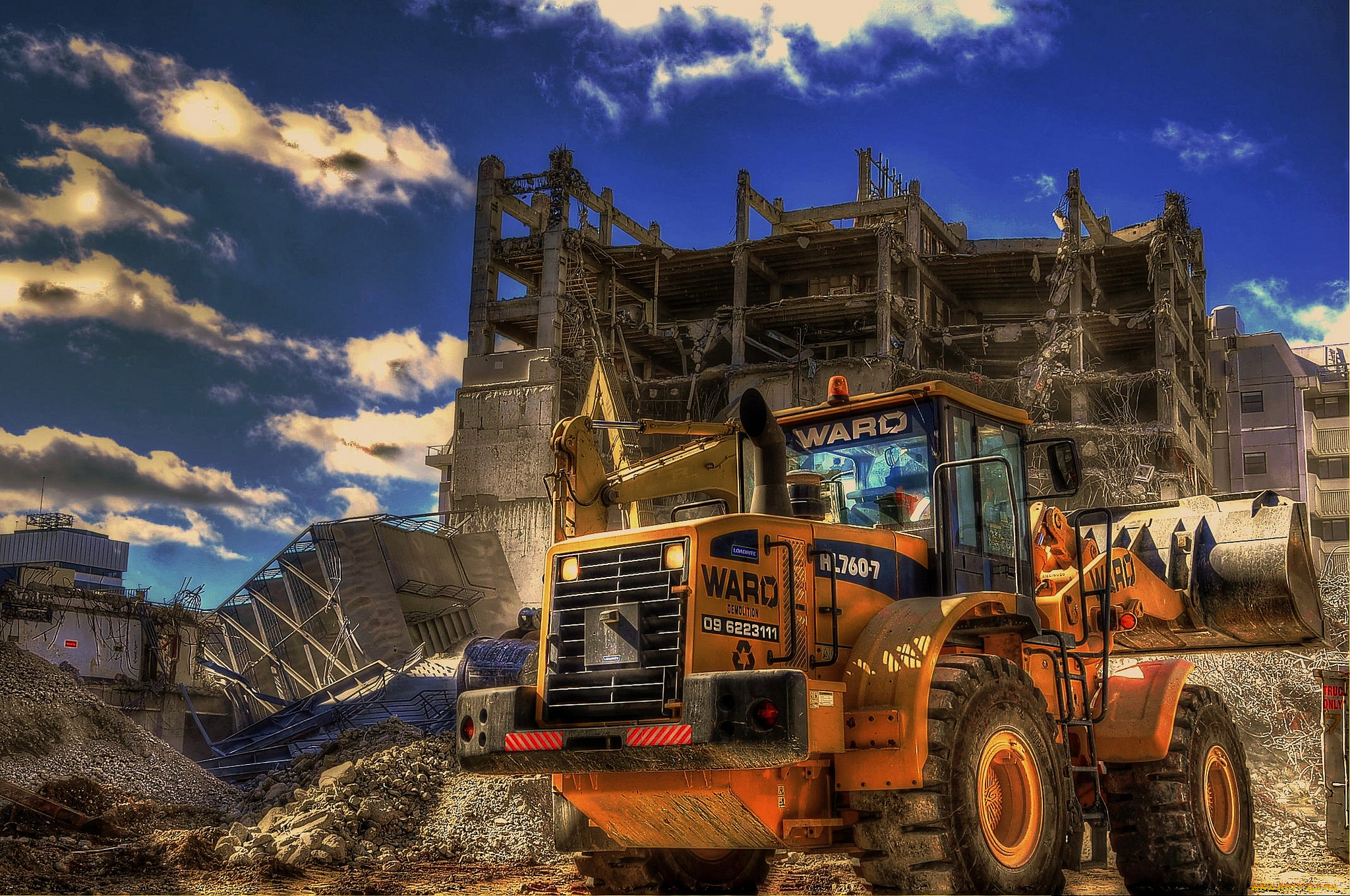 техника, фронтальные, погрузчики, трактор, колесный, тяжелый