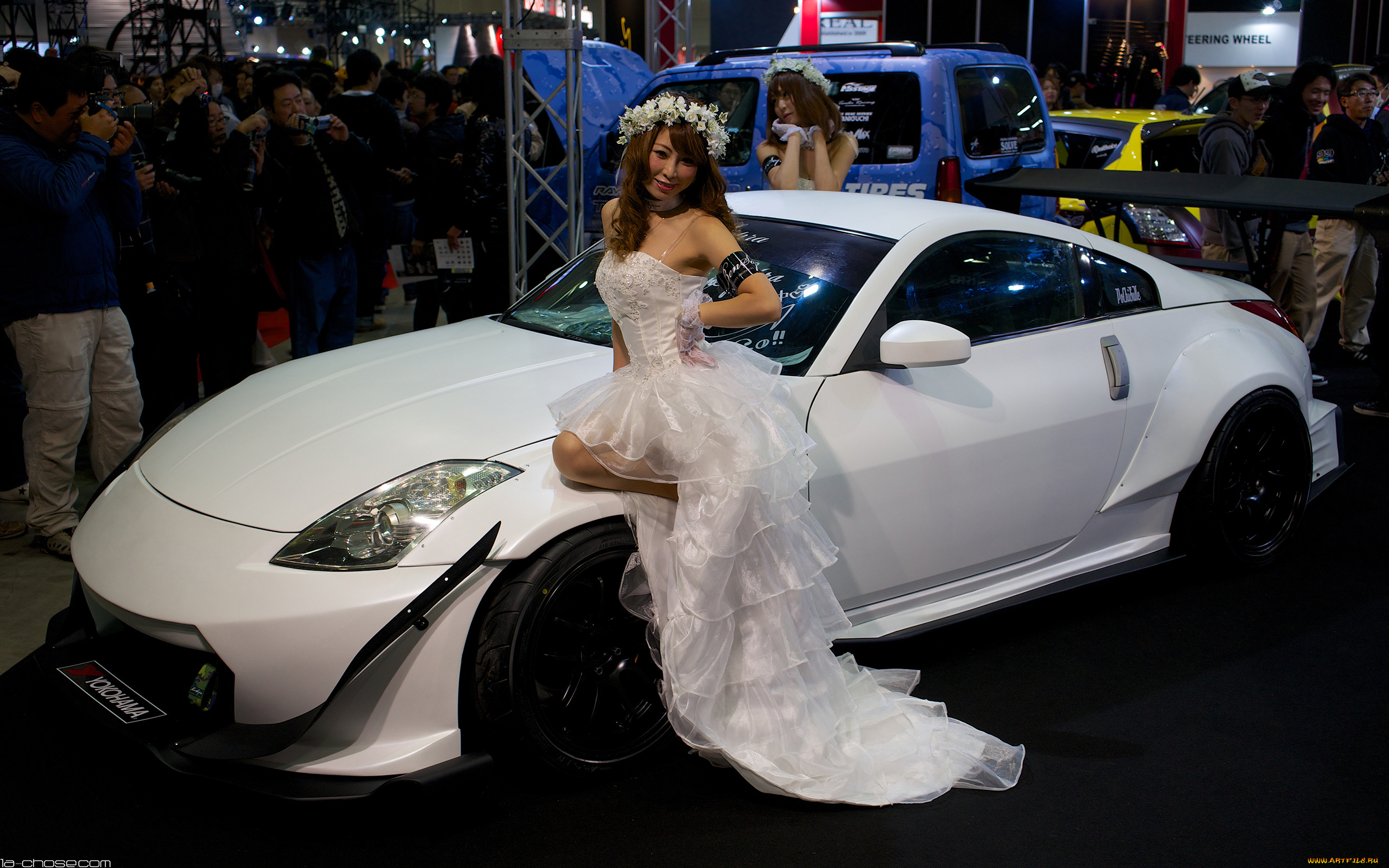 автомобили, авто, с, девушками, белый, 350z, nissan