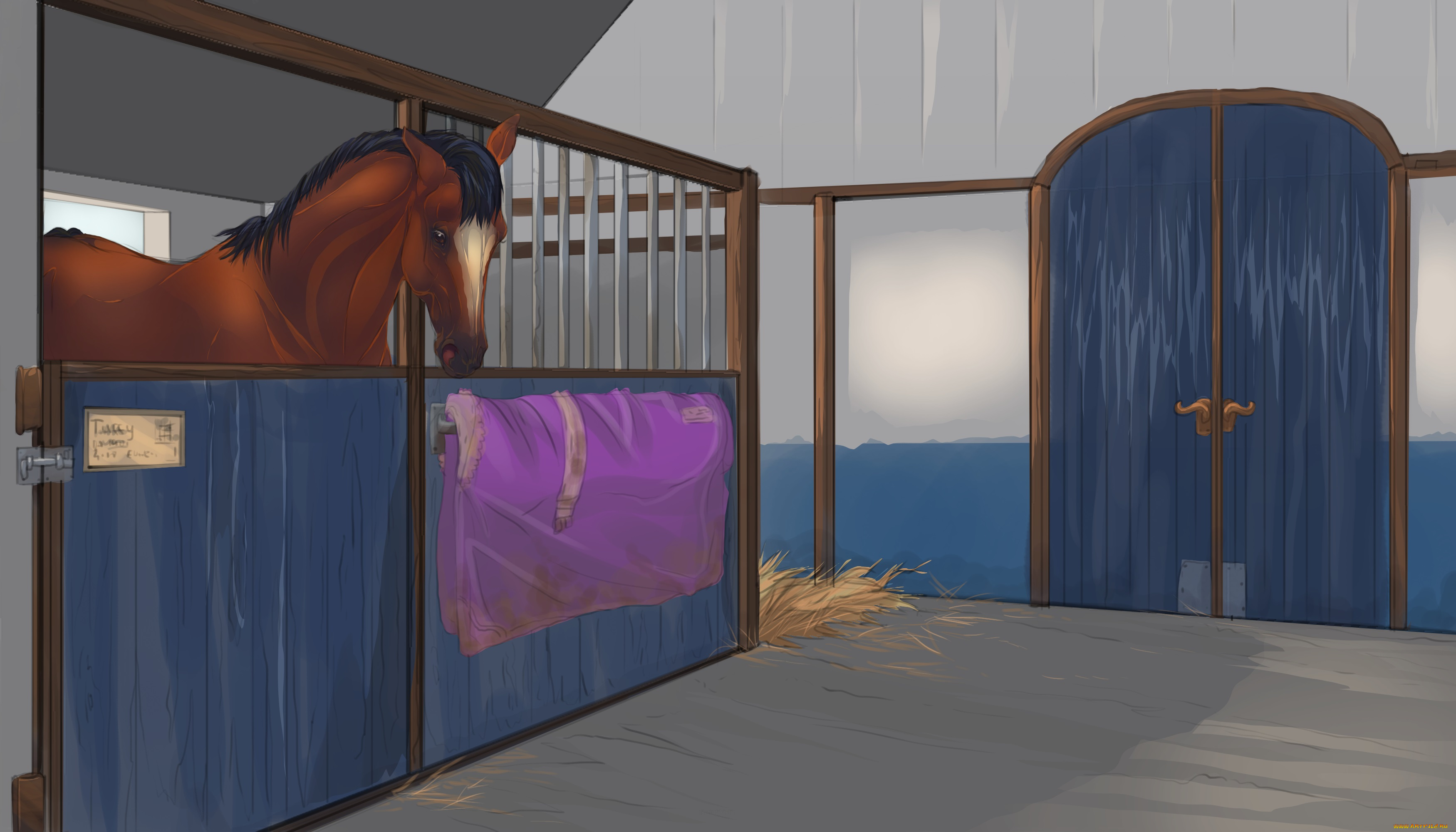 рисованные, животные, , лошади, лошадь