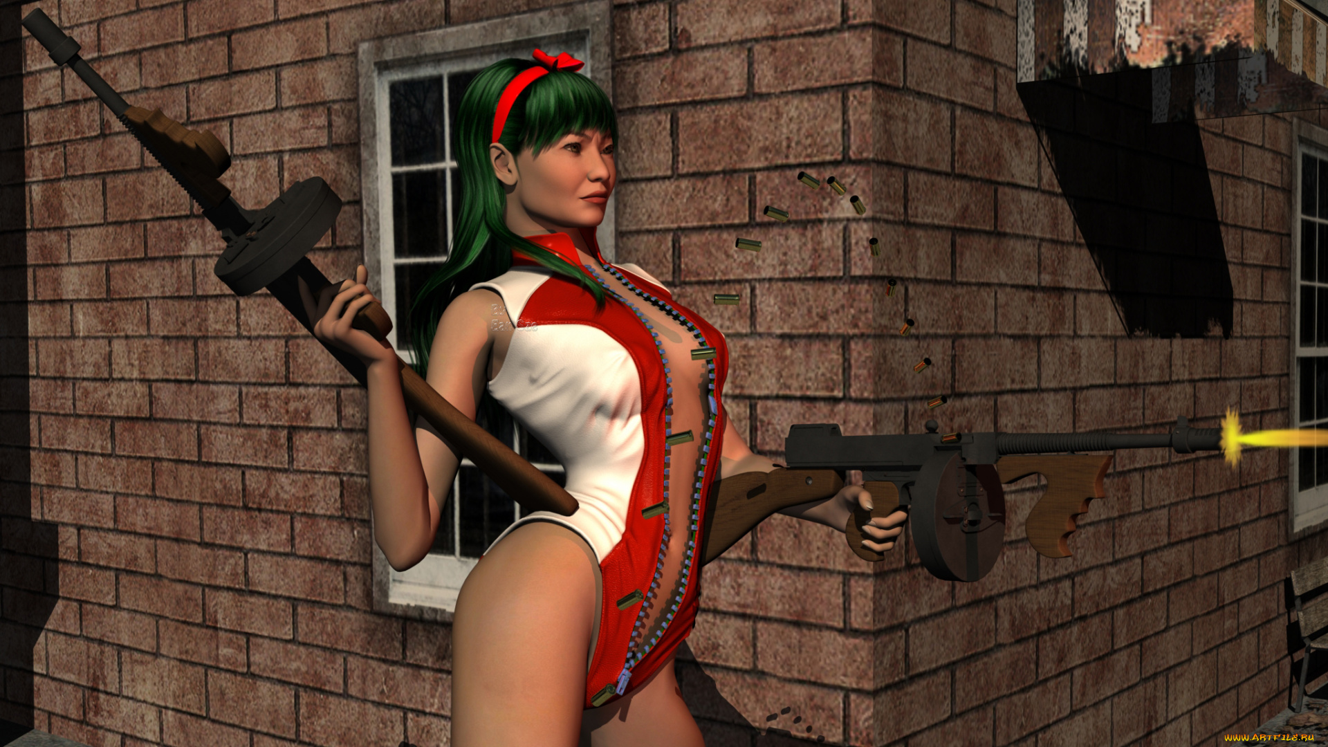 3д, графика, фантазия, , fantasy, взгляд, девушка, оружие, фон