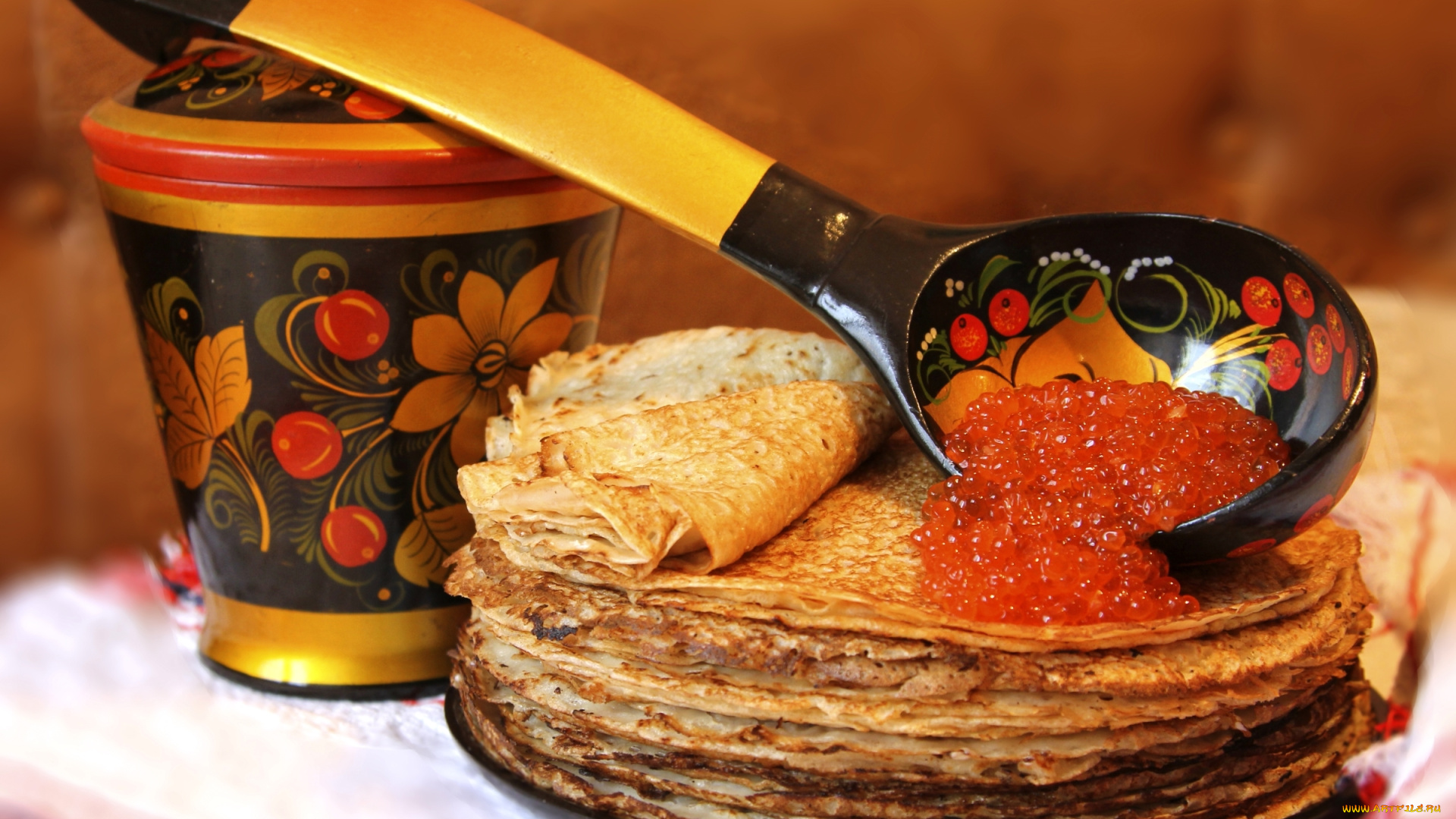 еда, блины, , оладьи, икра, масленица, ложка