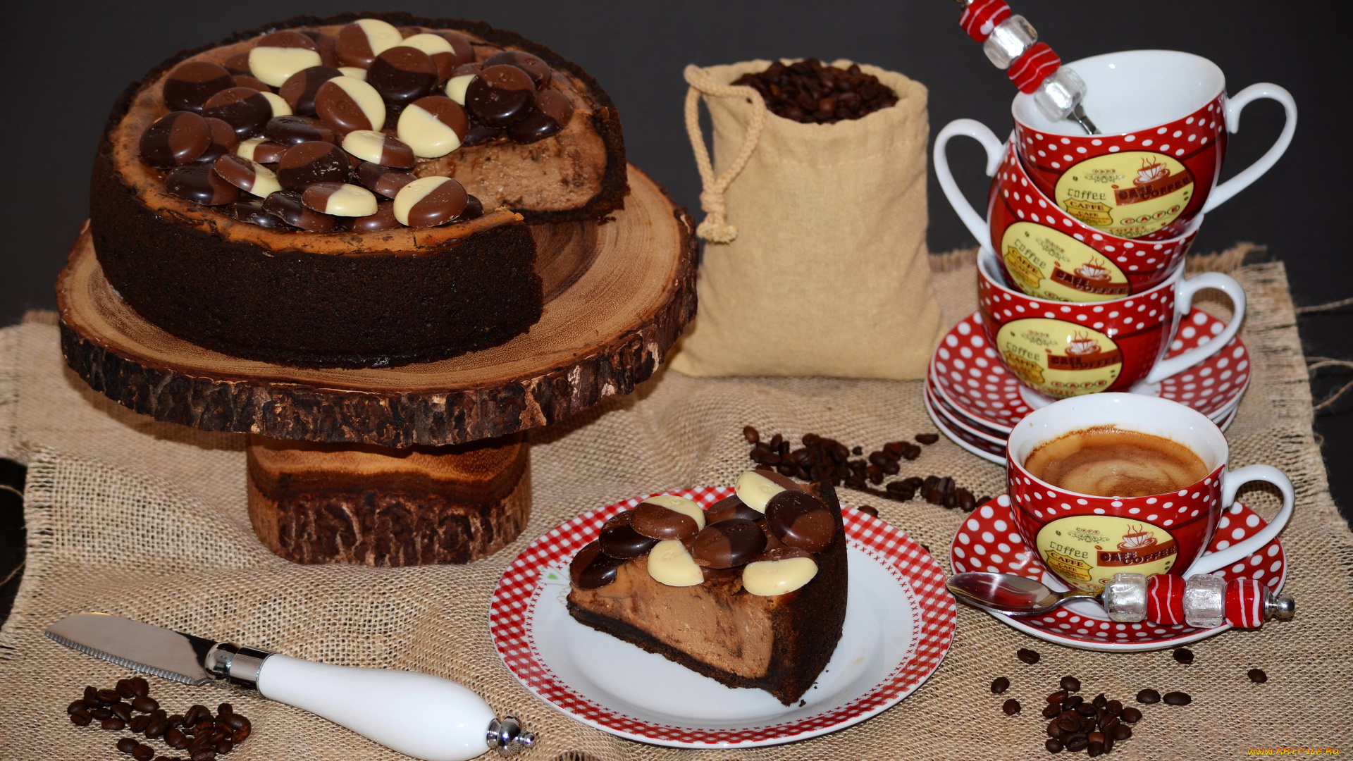 еда, торты, кофе, чашки, торт, натюрморт