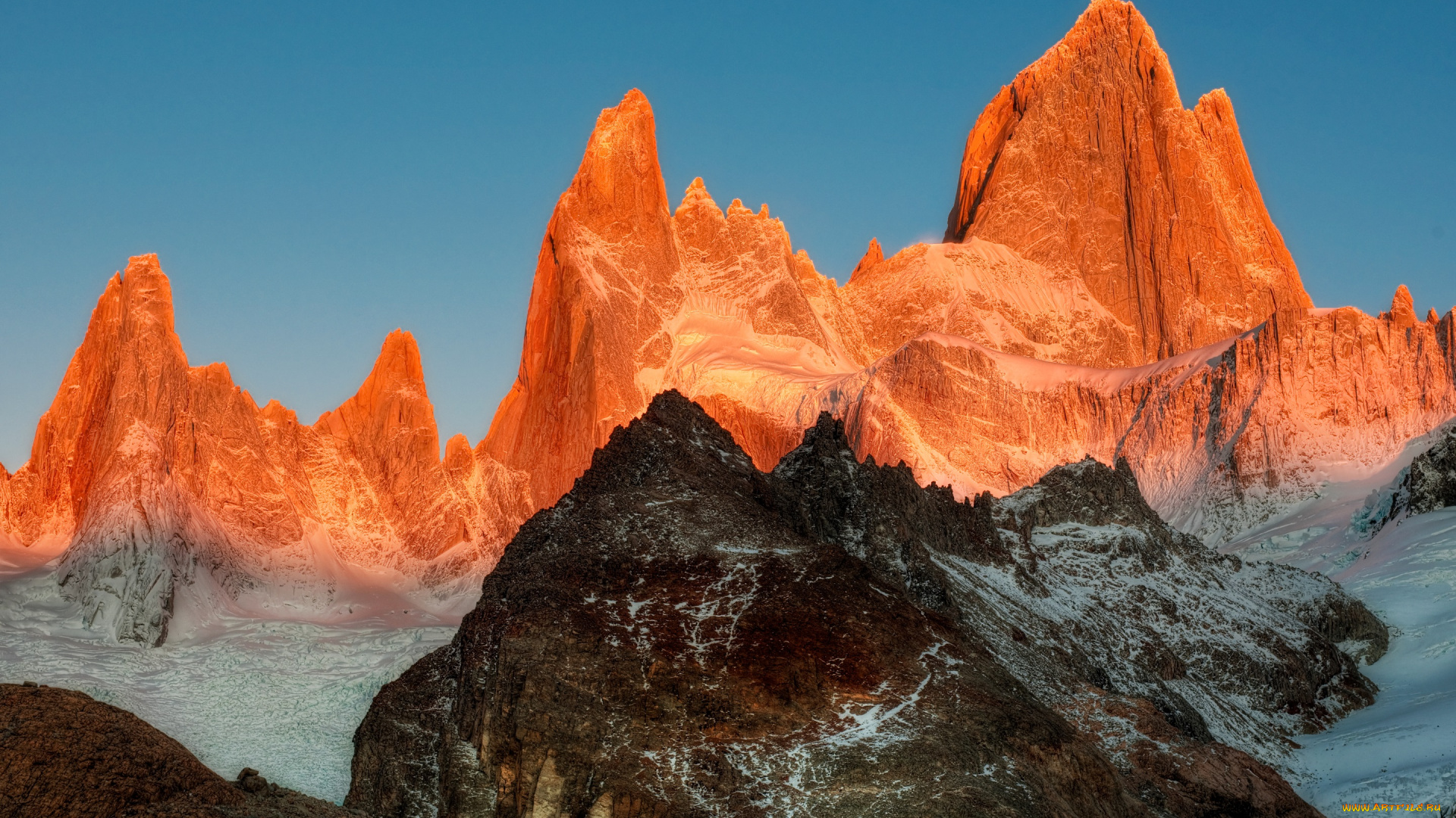 природа, горы, оранжевые, вершины