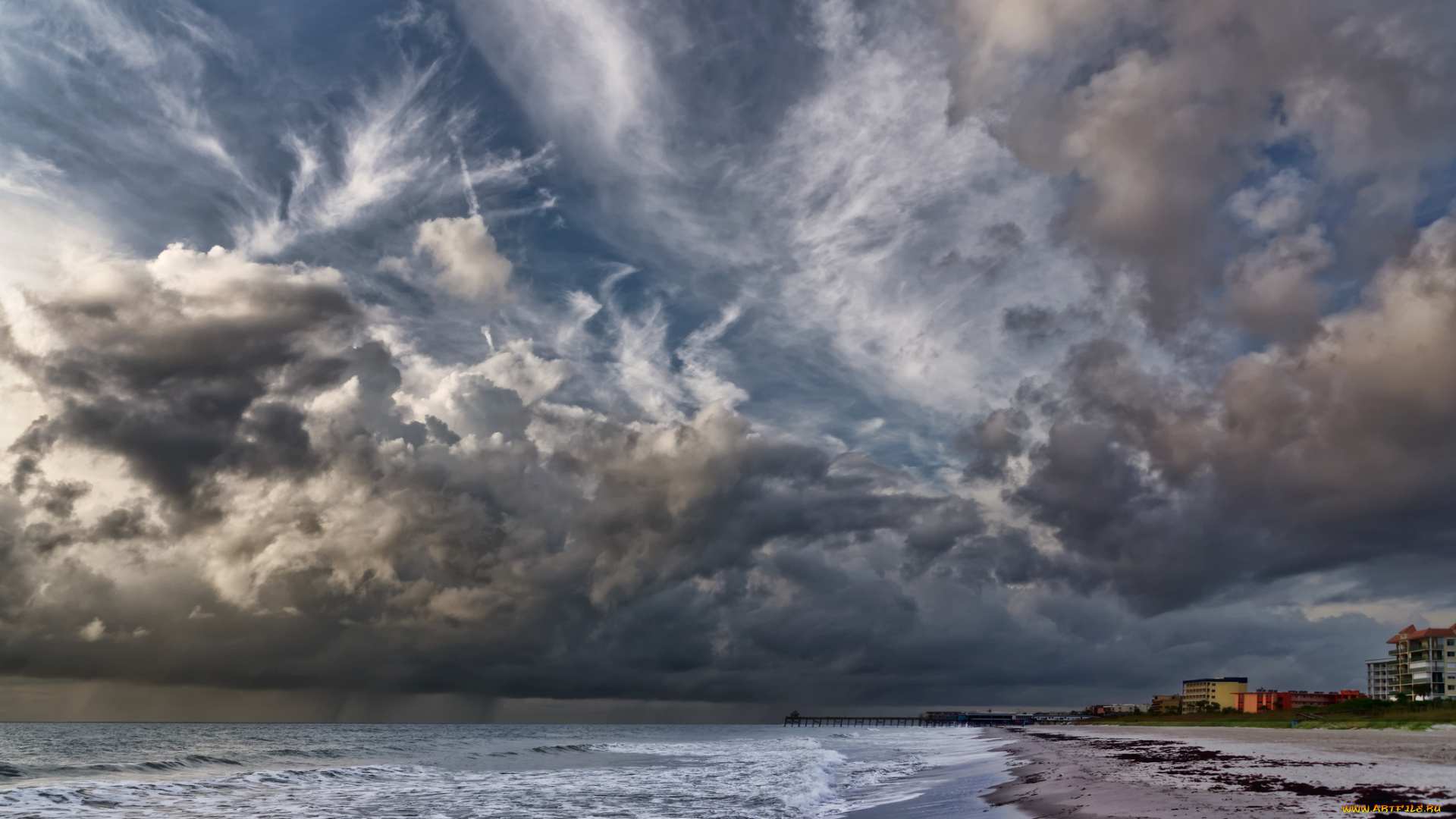 природа, облака, тучи, море, небо