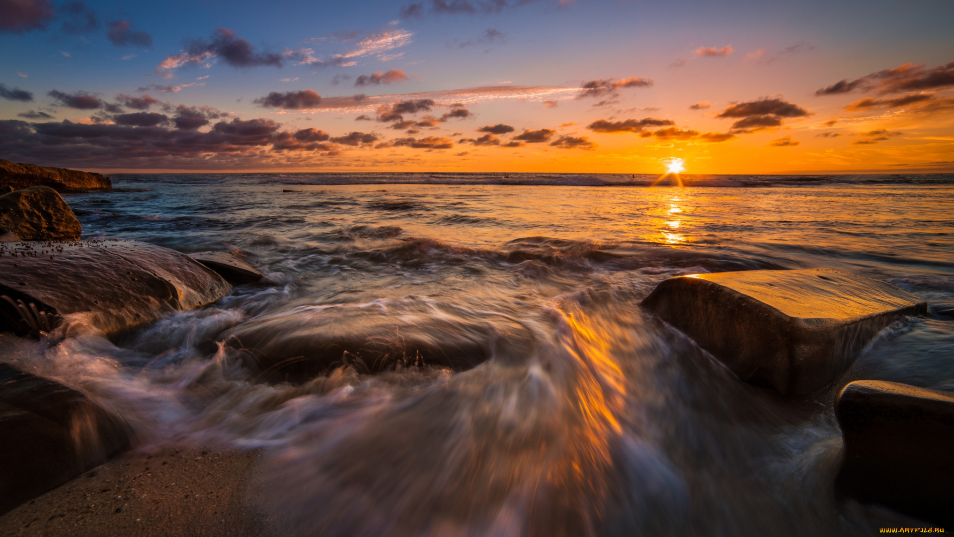 природа, восходы, закаты, горизонт, океан, заря