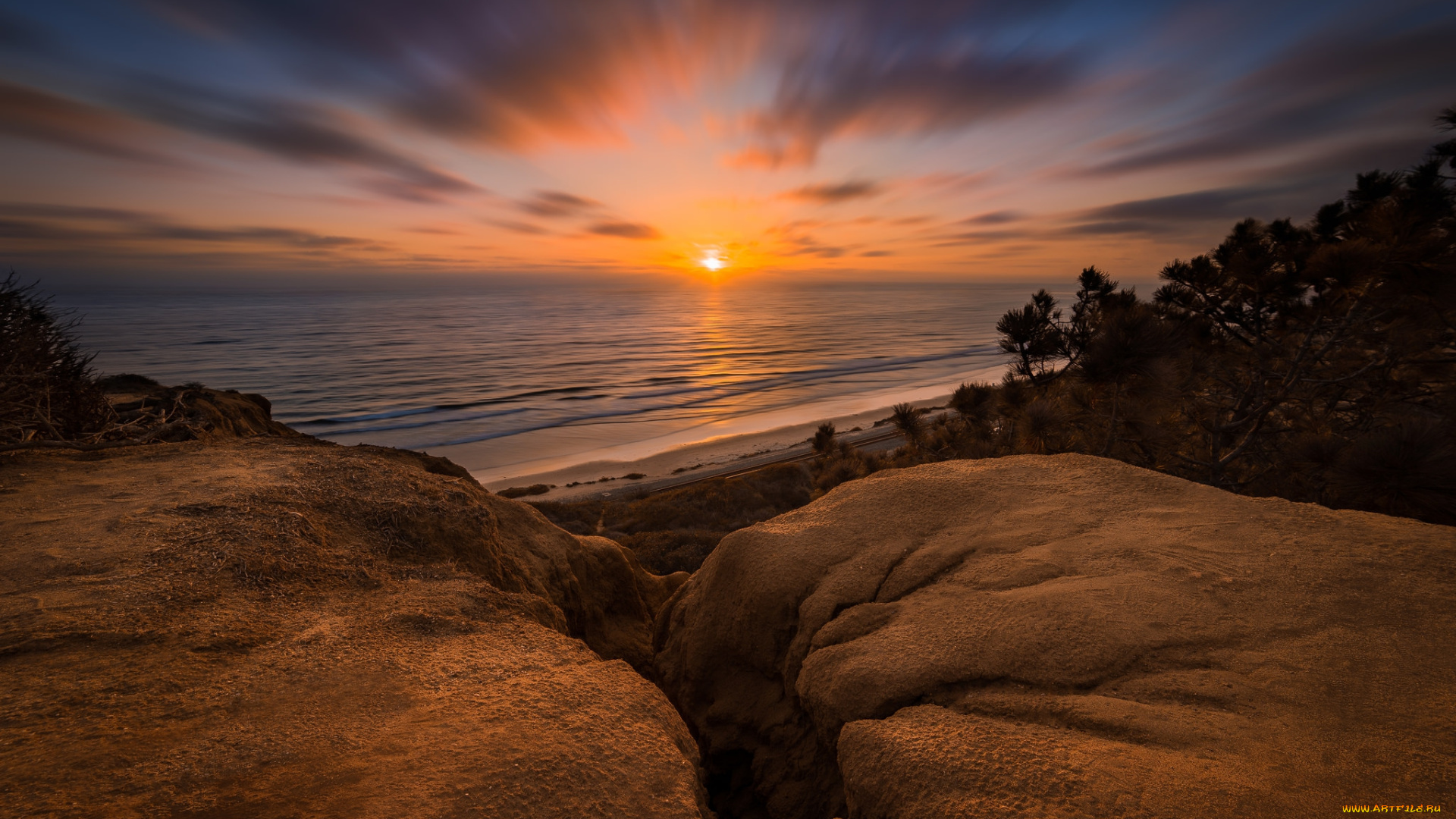 природа, восходы, закаты, заря, горизонт, океан