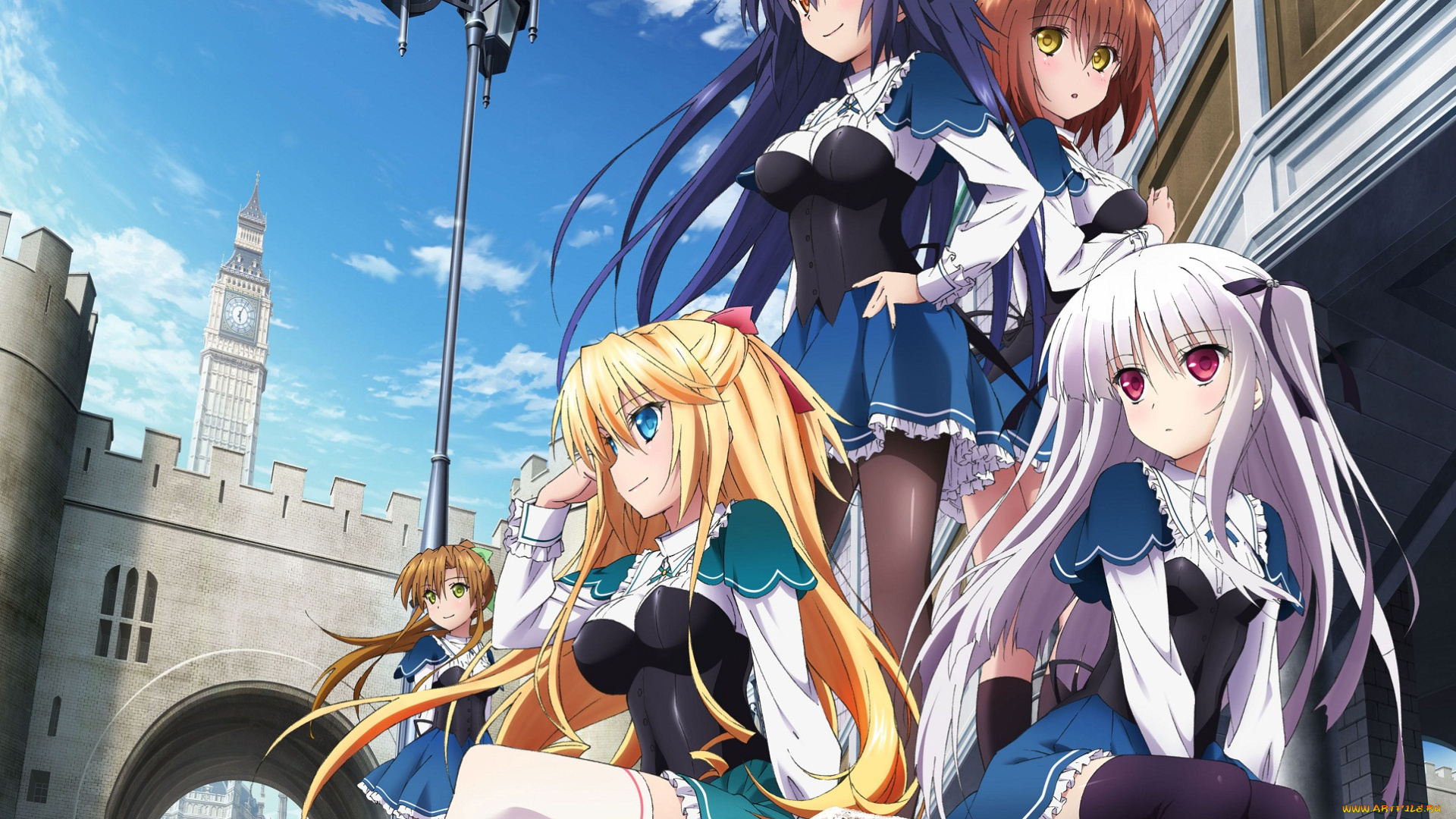 аниме, absolute, duo, девушки, город