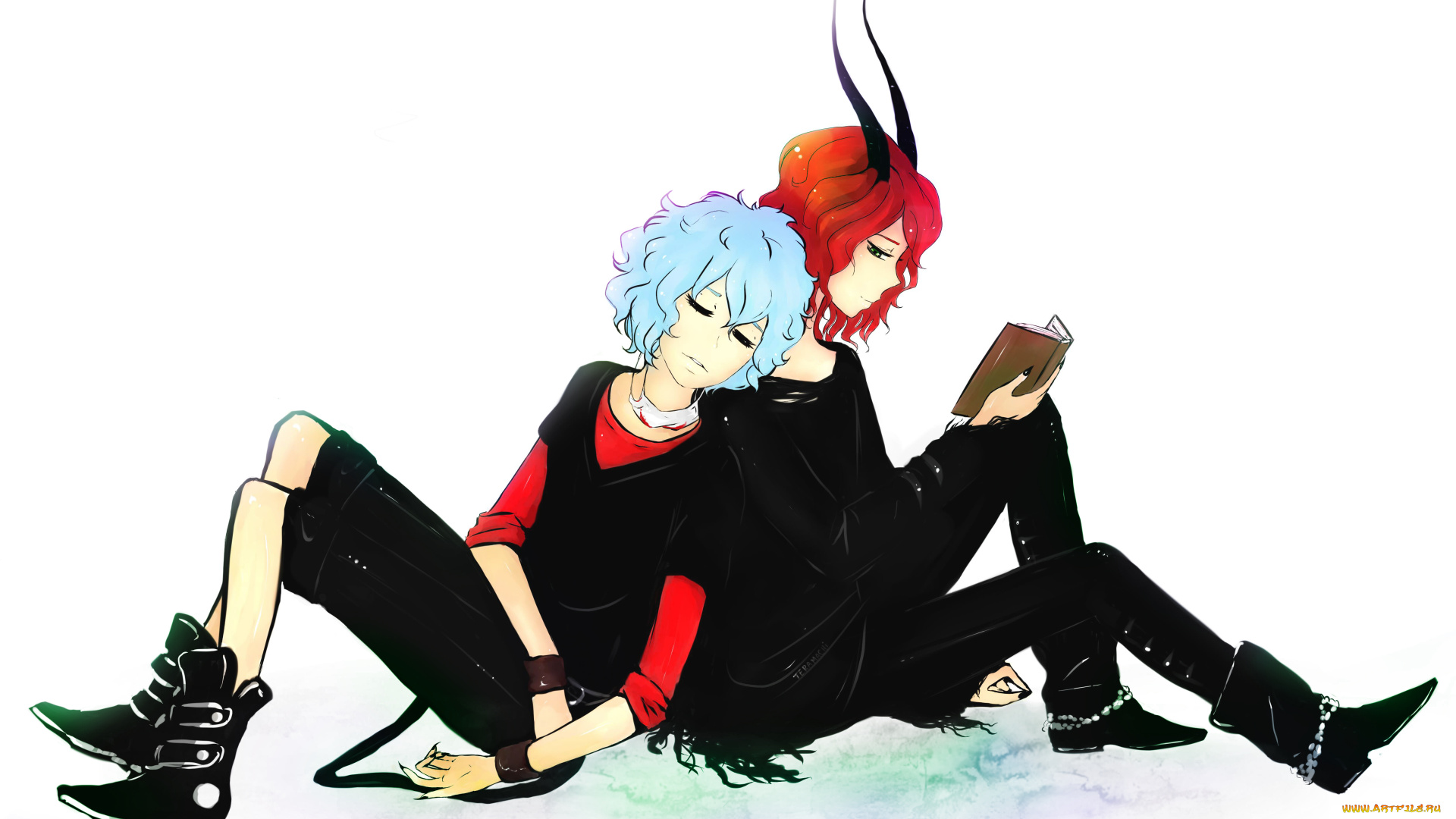 аниме, ангелы, , демоны, рогатые