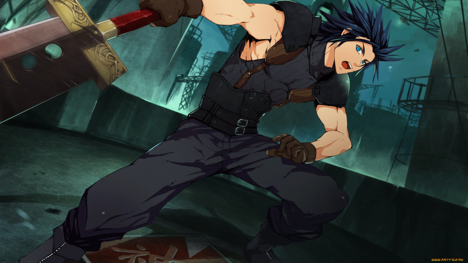 аниме, final, fantasy, взгляд, арт, меч, парень