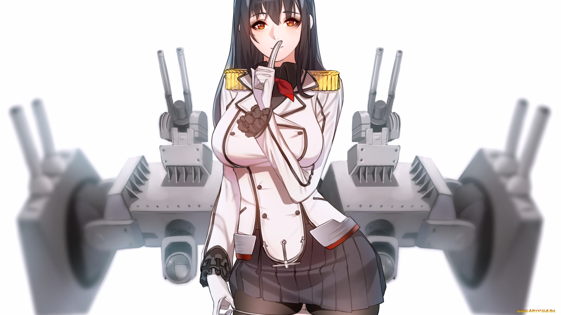 аниме, kantai, collection, девушка, жест, взгляд, фон