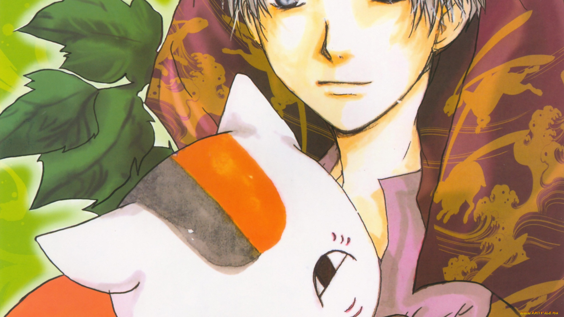 аниме, natsume, yuujinchou, нацуме, мяко, сенсей