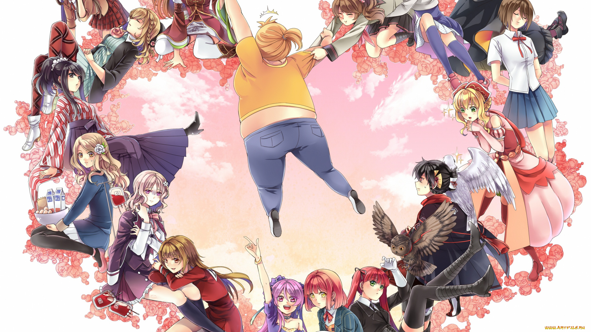 аниме, unknown, , другое, девушки, сердце