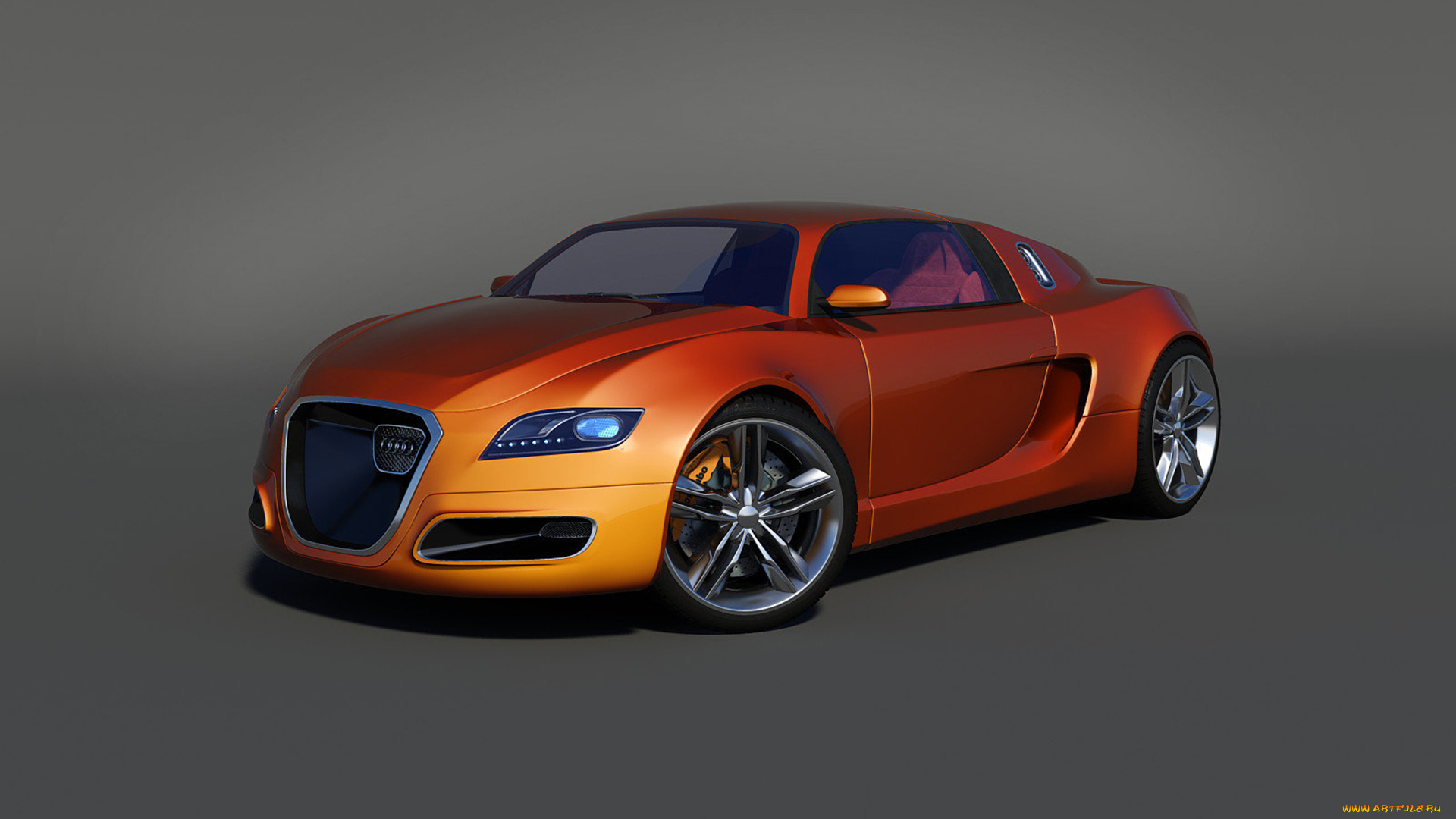 audi, onyx, concept, автомобили, 3д, concept, onyx, audi, оранжевый, серый, фон, рыжий