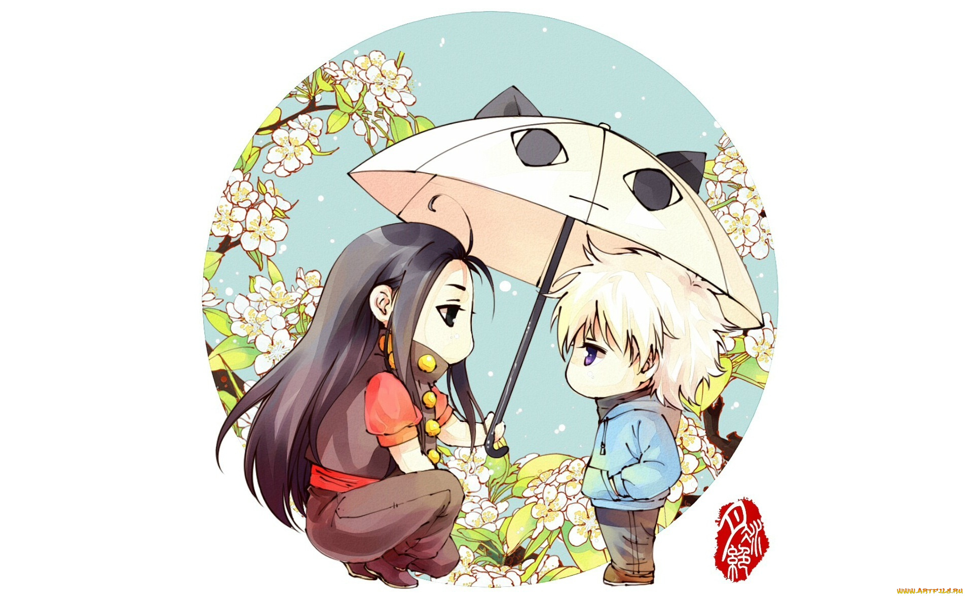 аниме, hunter, x, hunter, зонт, золдик, иллуми, киллуа, братья