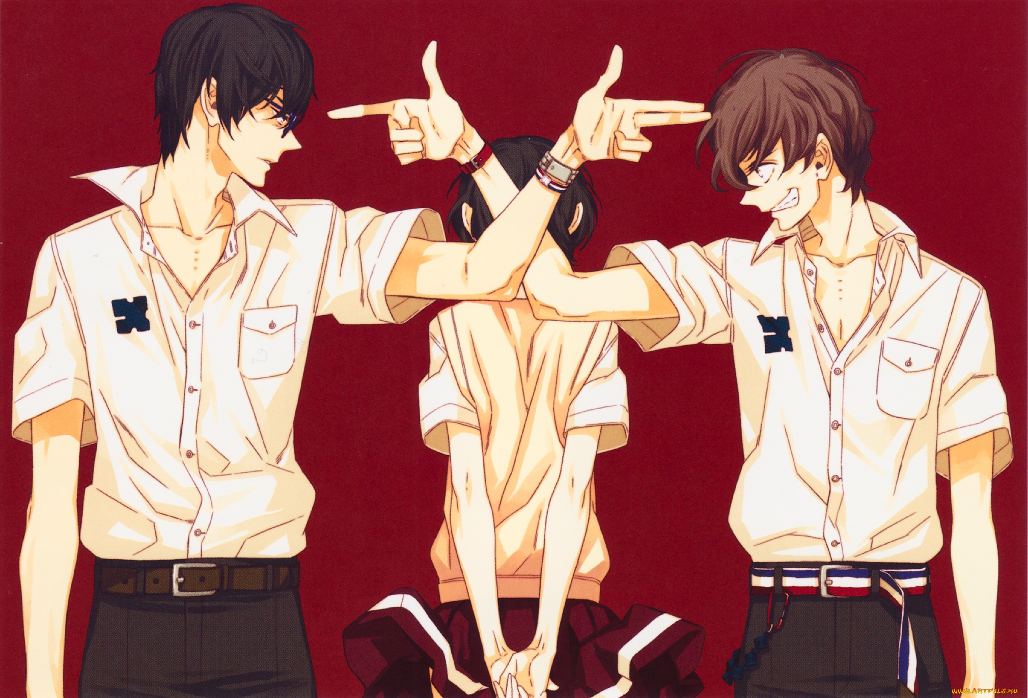 аниме, zankyou, no, terror, парни, девушка