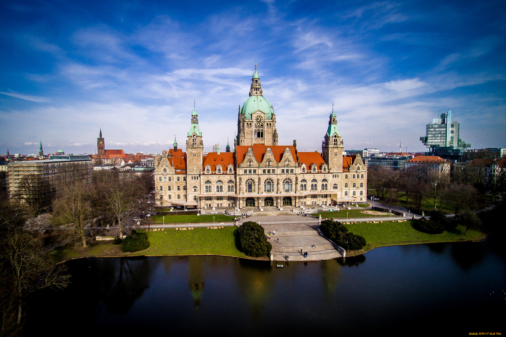 hannover, города, -, дворцы, , замки, , крепости, дворец, река