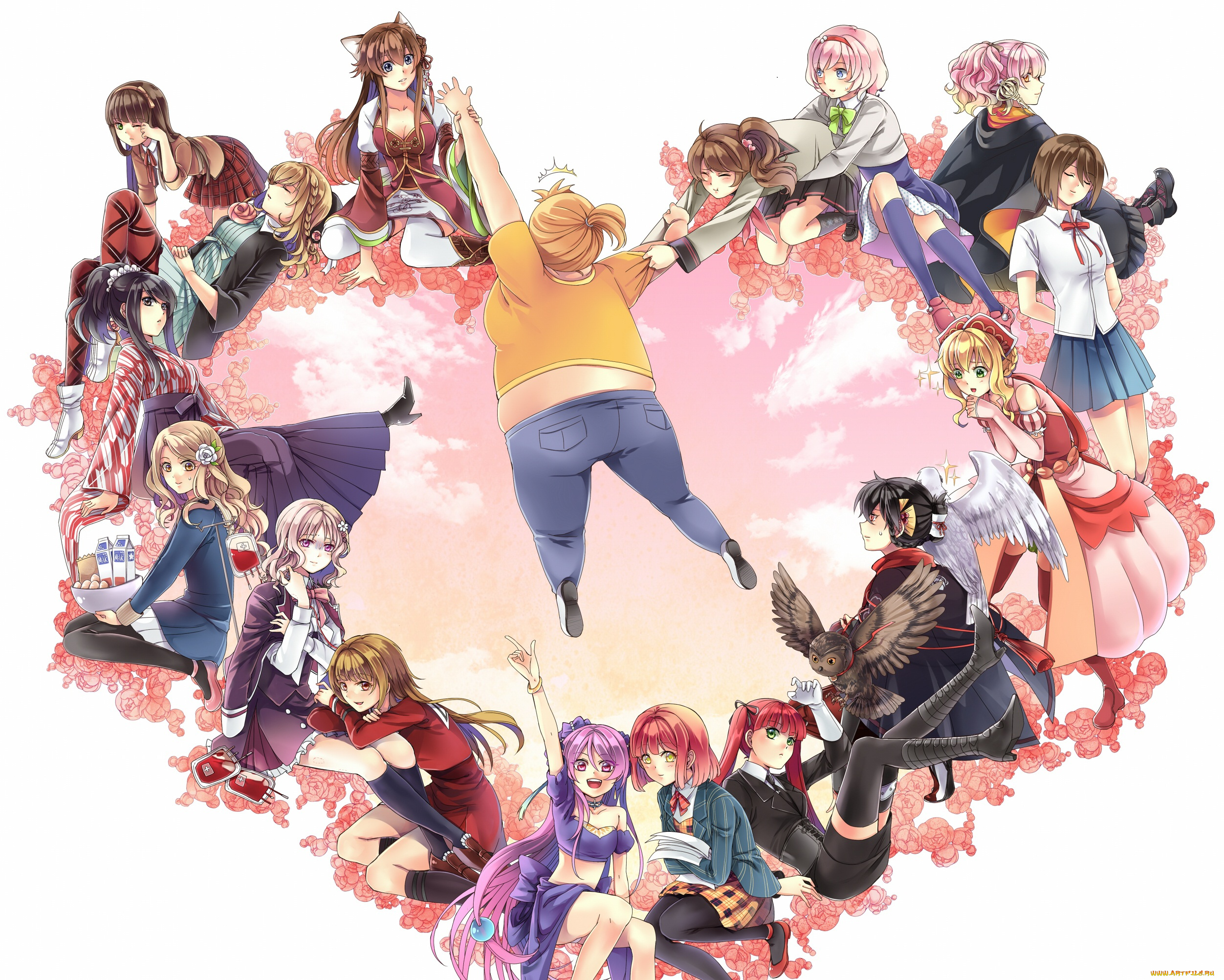 аниме, unknown, , другое, девушки, сердце