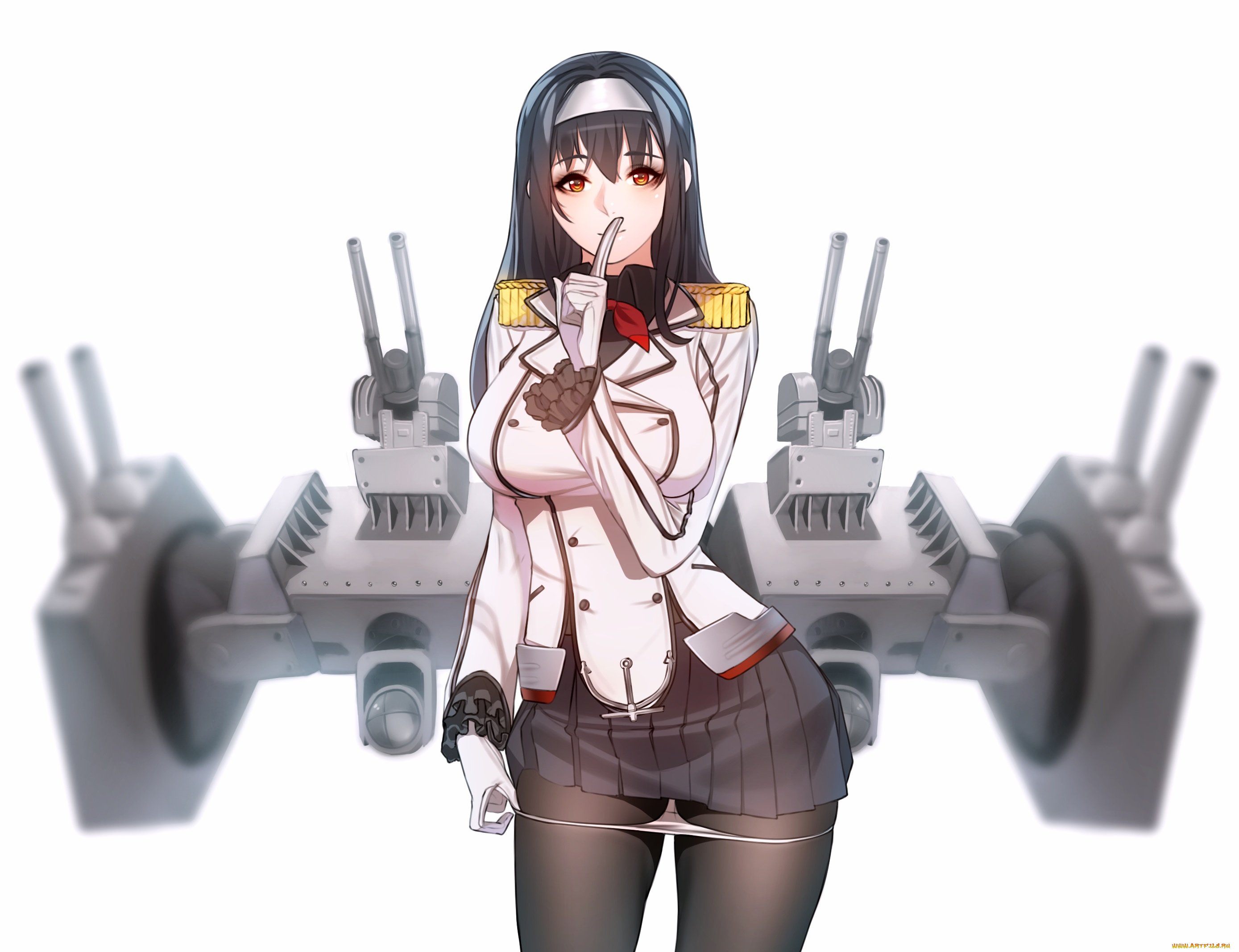 аниме, kantai, collection, девушка, жест, взгляд, фон