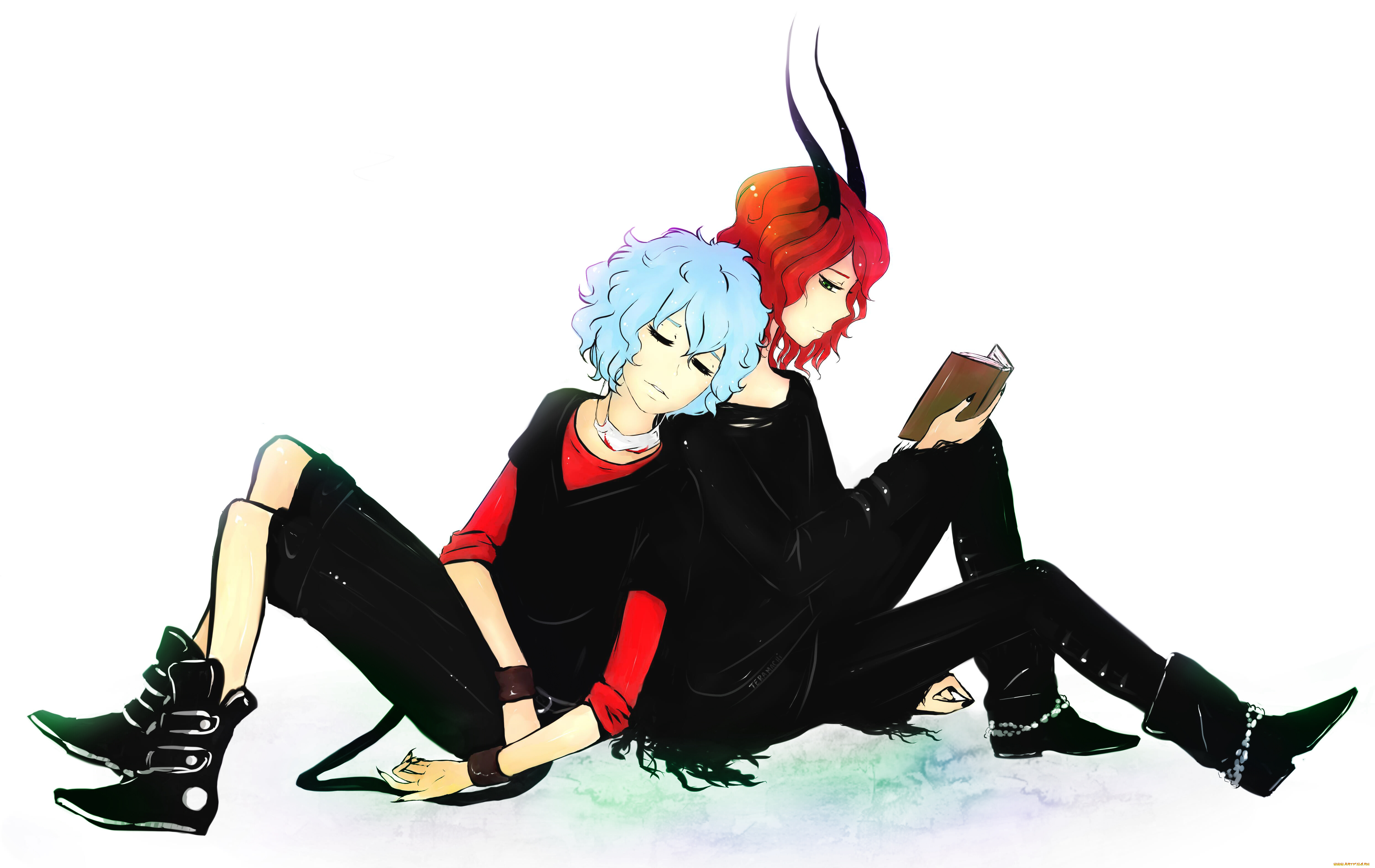 аниме, ангелы, , демоны, рогатые