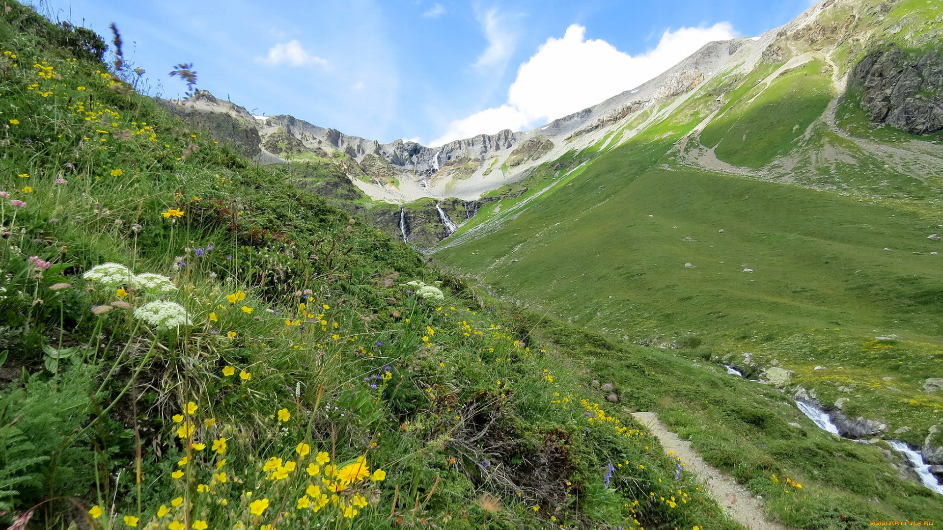 природа, горы, ручей