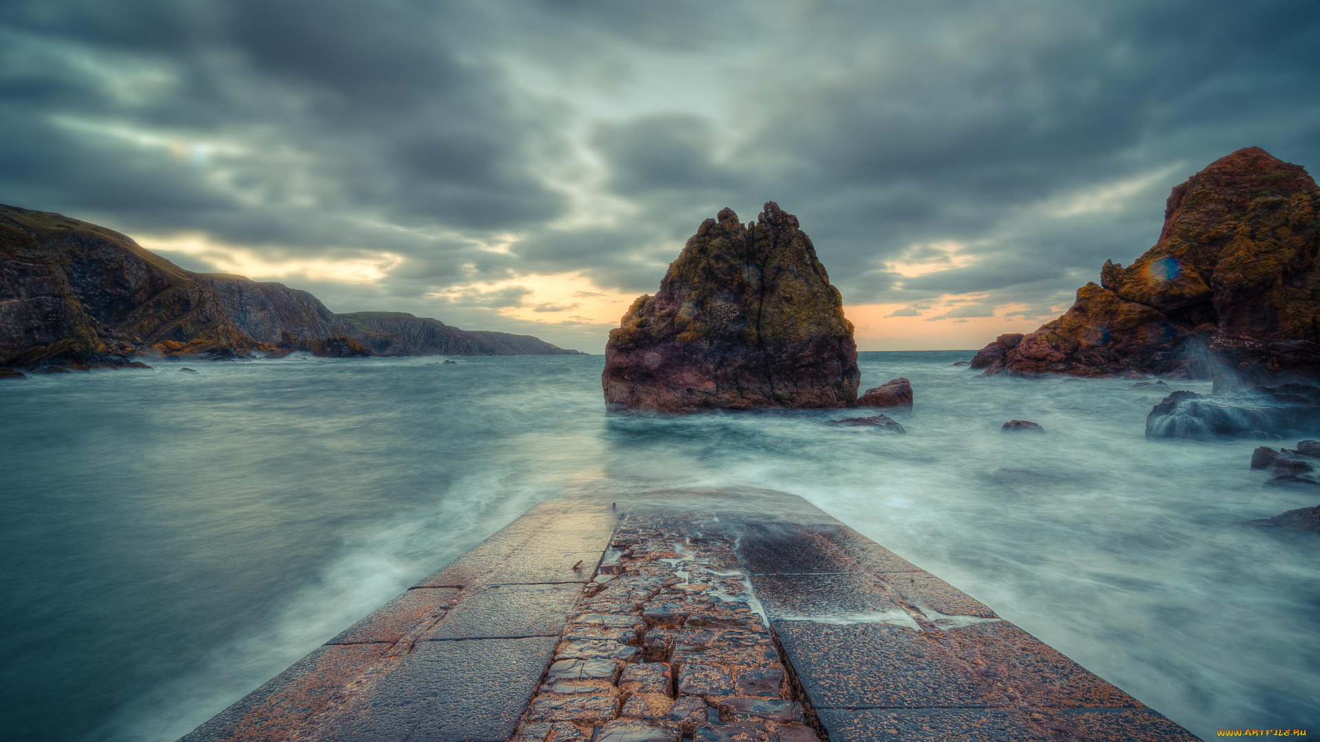 природа, побережье, шотландские, границы, беруикшир, северное, море