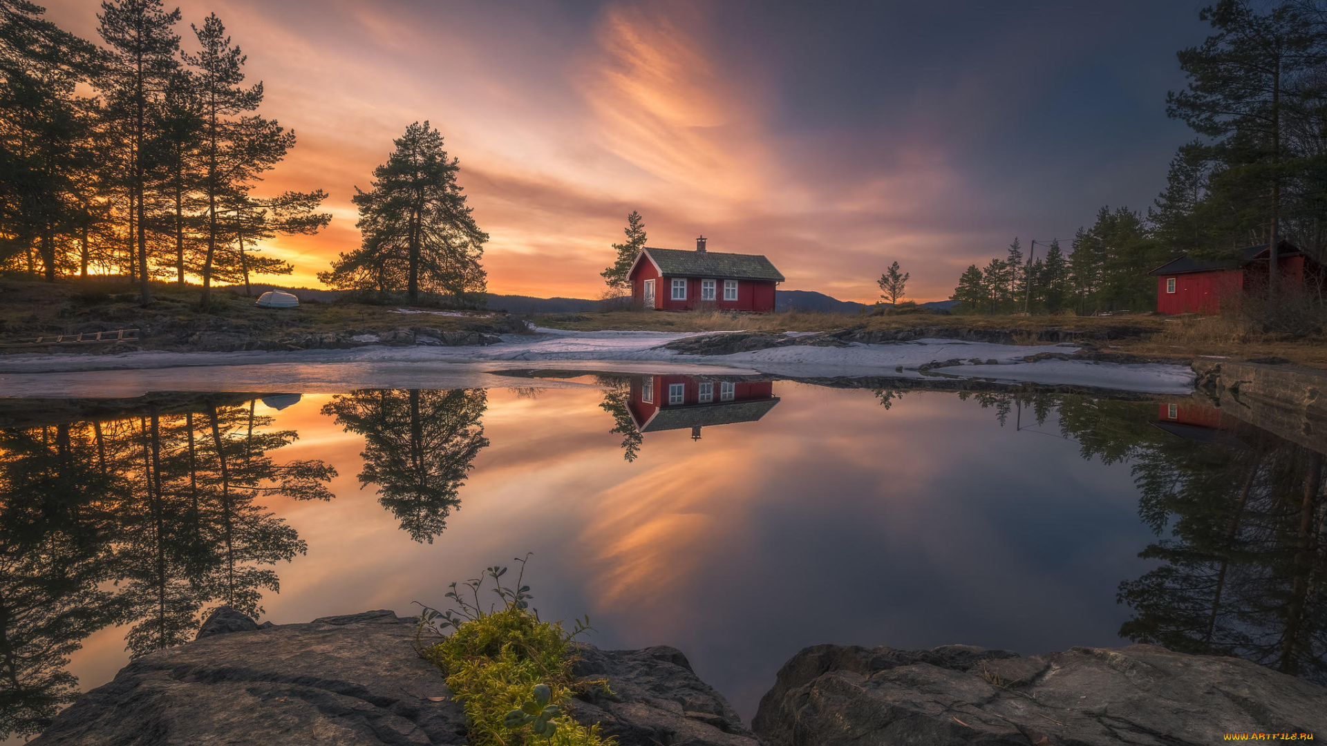 природа, восходы, закаты, зима, закат, norway, ringerike, sunset
