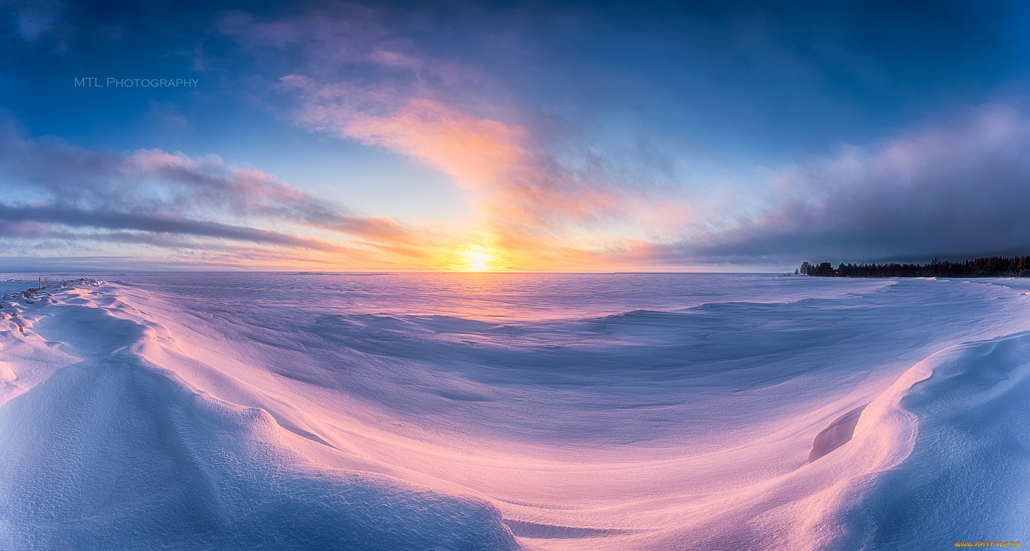 природа, восходы, закаты, снег, закат